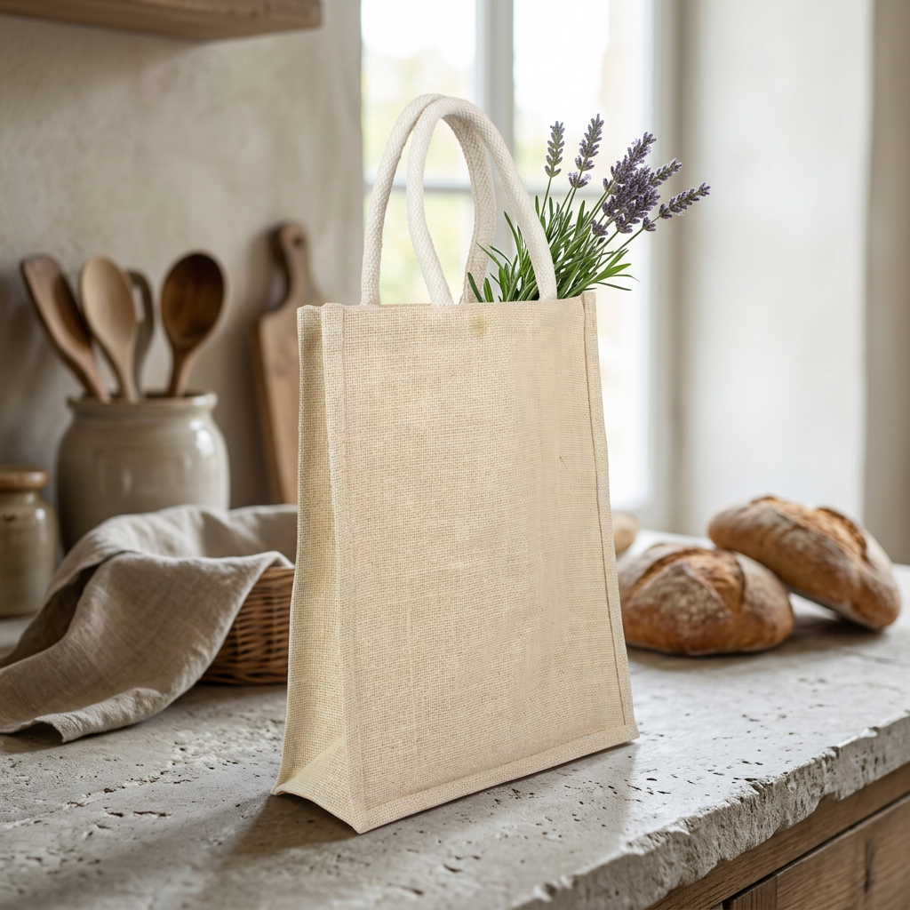 Laminated Jute Bag Off White 12in x 14in 1 pc