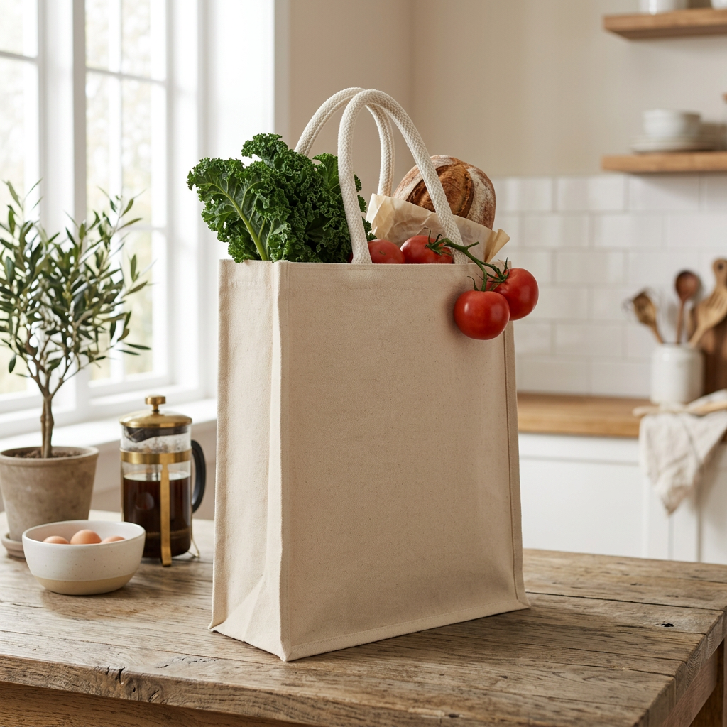 Laminated Cotton Canvas Bag Off White 12in x 14in 1pc