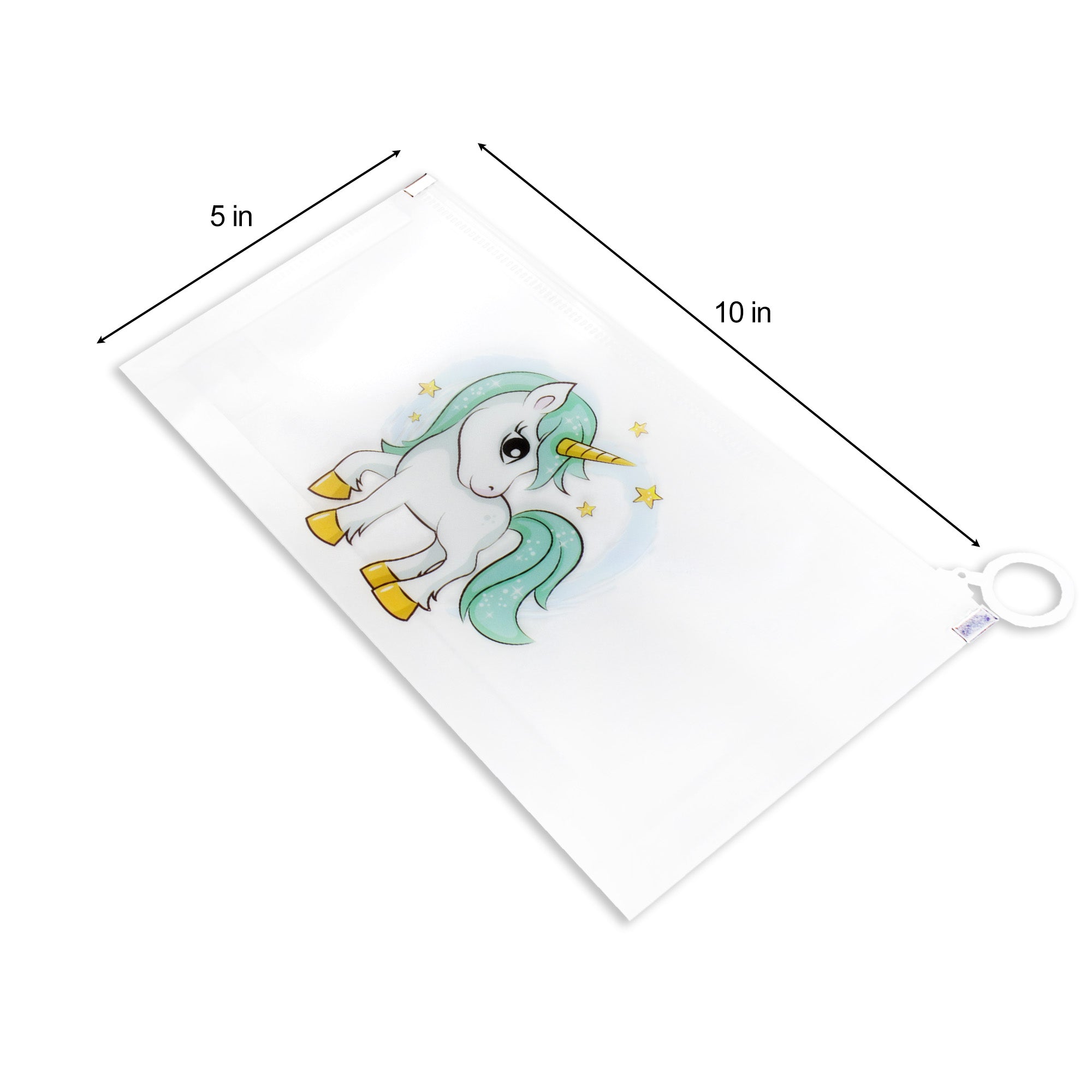 Multipurpose PVC Zip Lock Pouch Transparent Unicorn Green A6 1pc