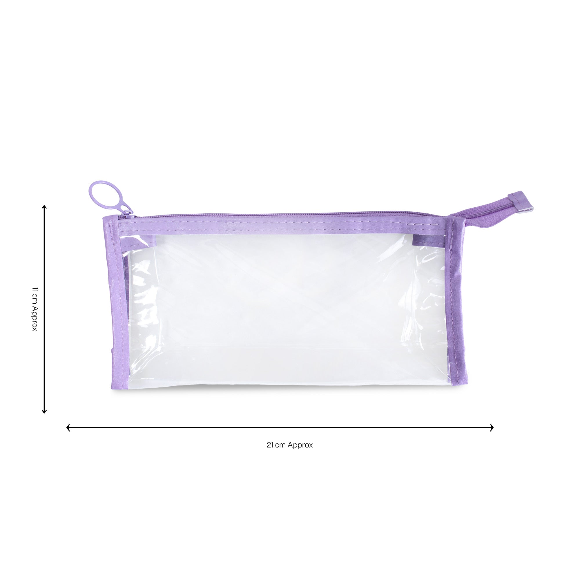 PVC Transparent Zip Pouch Purple 22x10.5cm 1pc