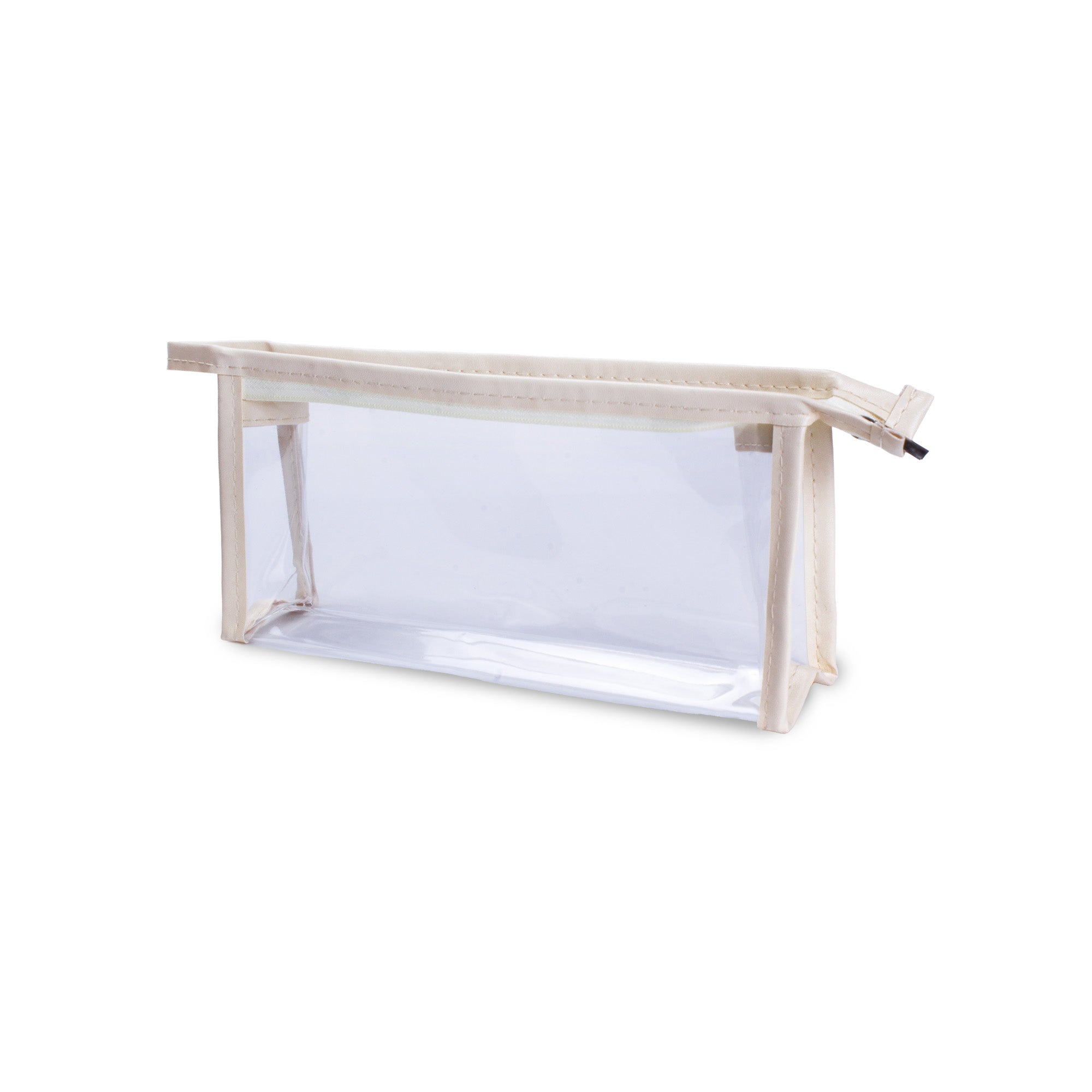 PVC Transparent Zip Pouch Cream 22x10.5cm 1pc