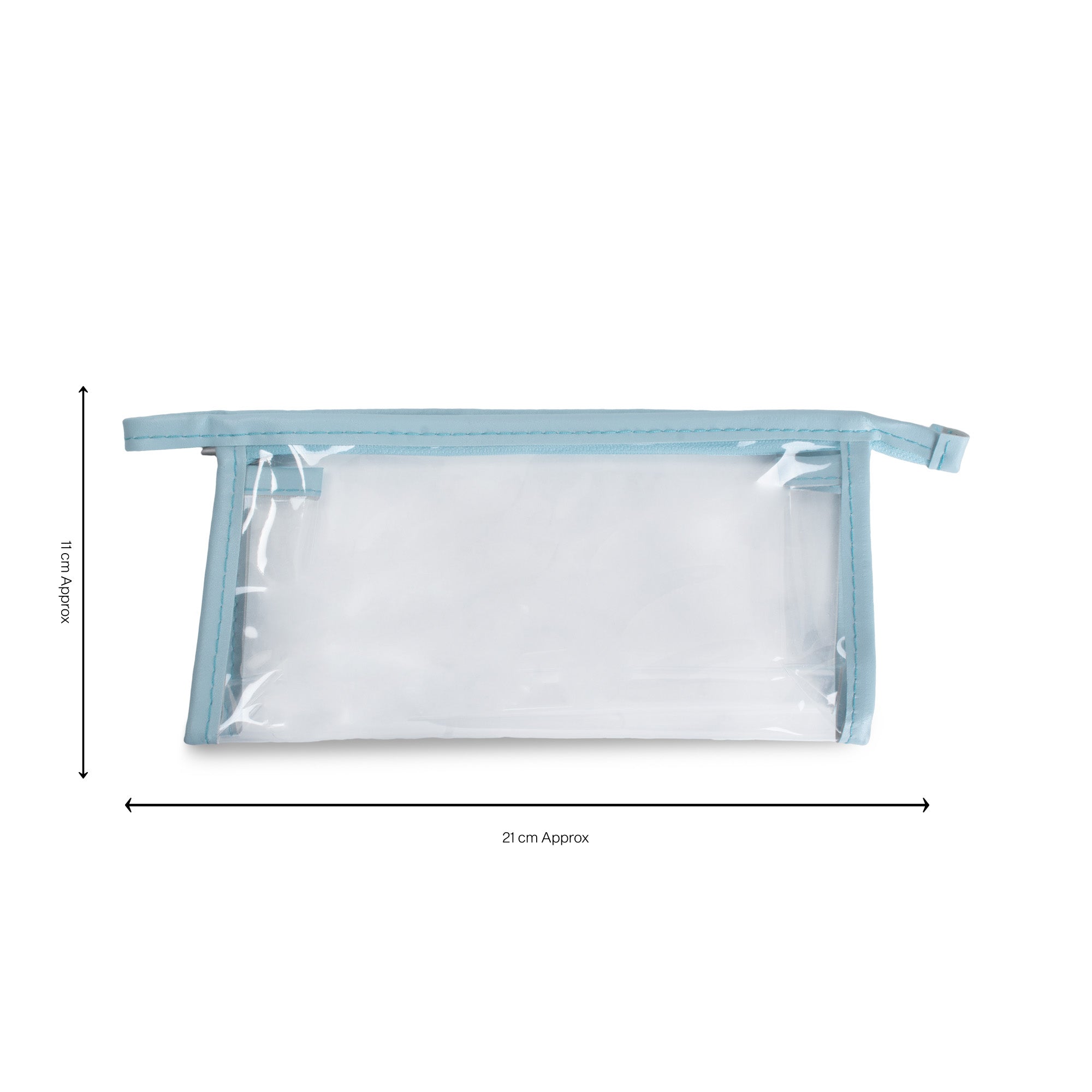 PVC Transparent Zip Pouch Blue 22x10.5cm 1pc