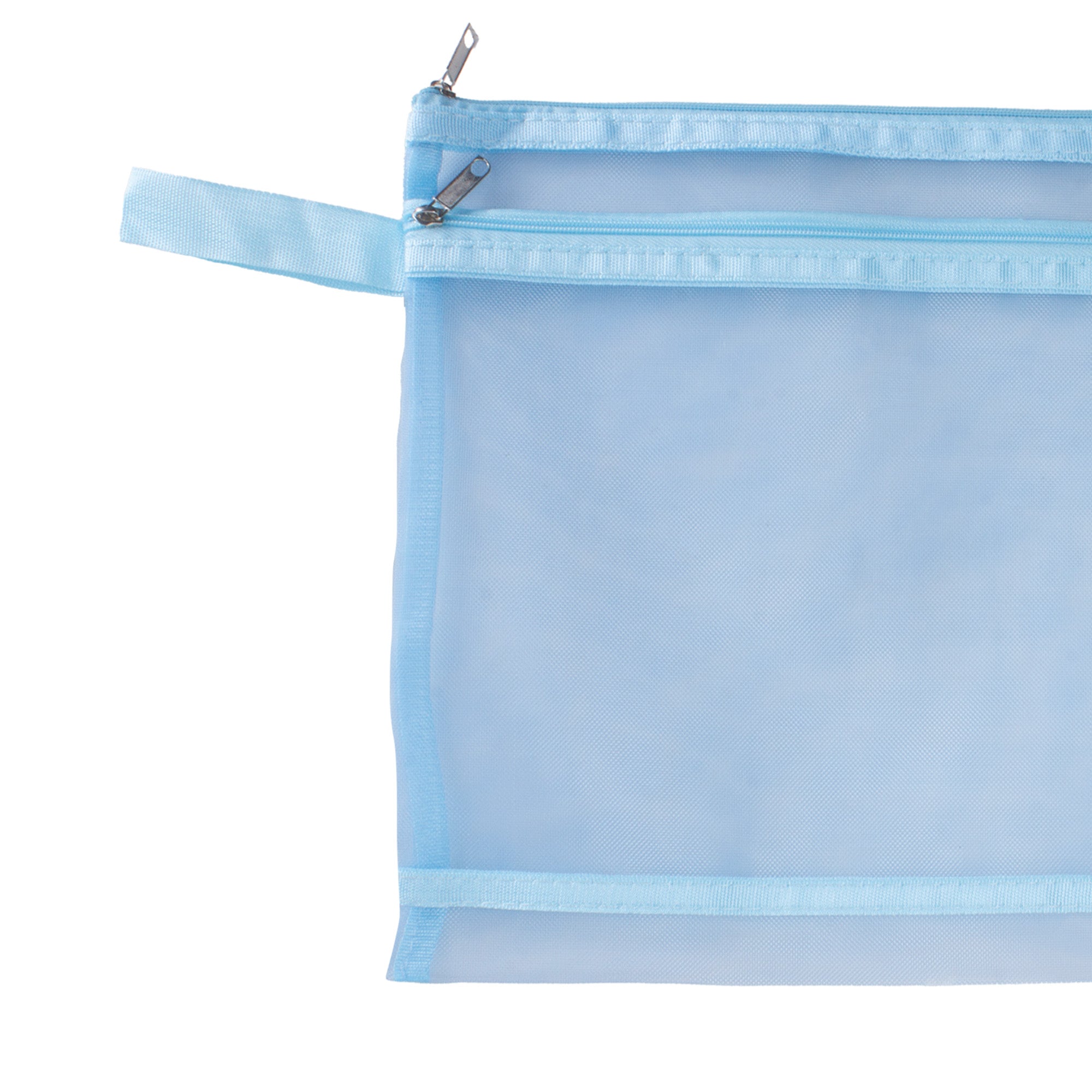 Mesh Pouch with Double Zip Blue A4 1pc