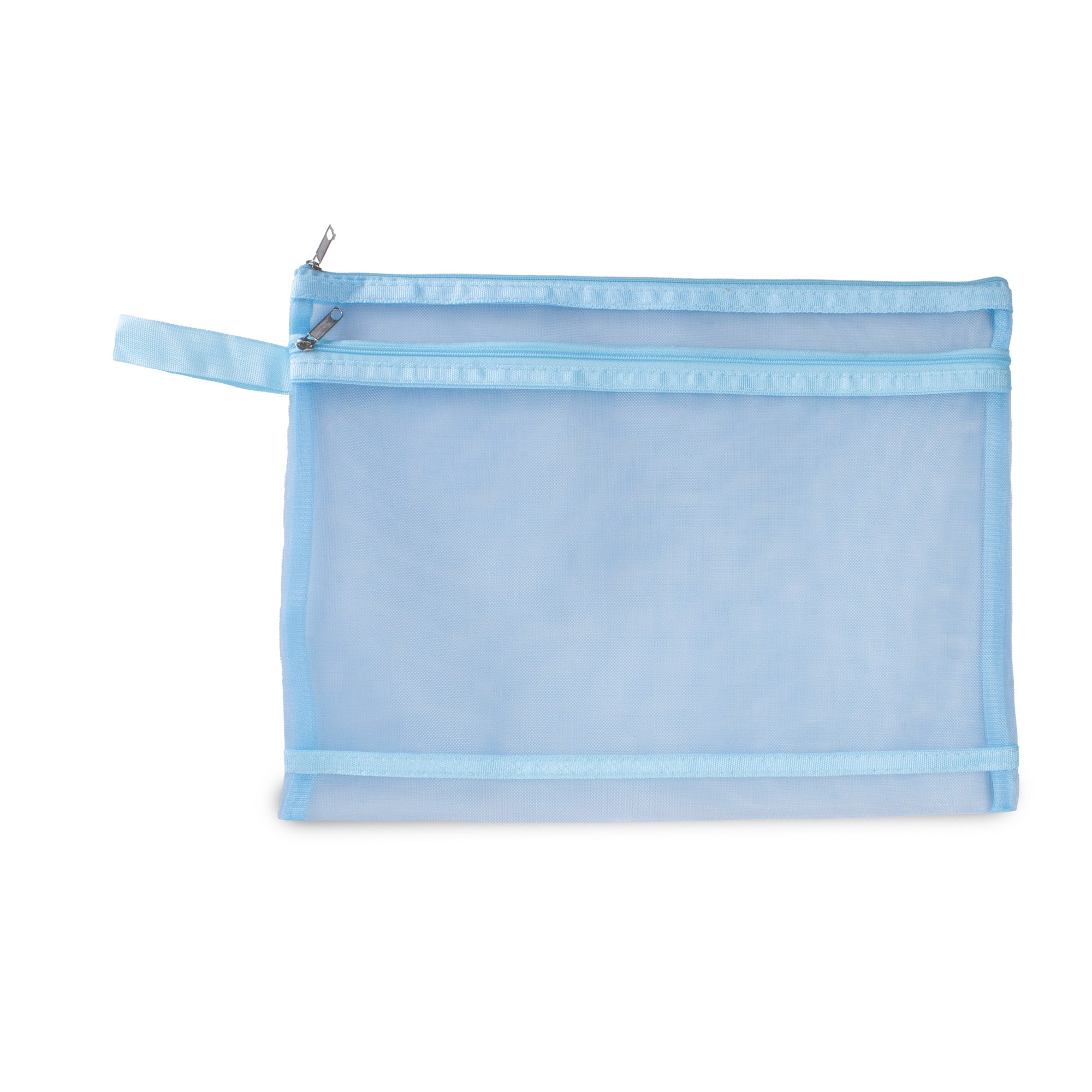 Mesh Pouch with Double Zip Blue A4 1pc