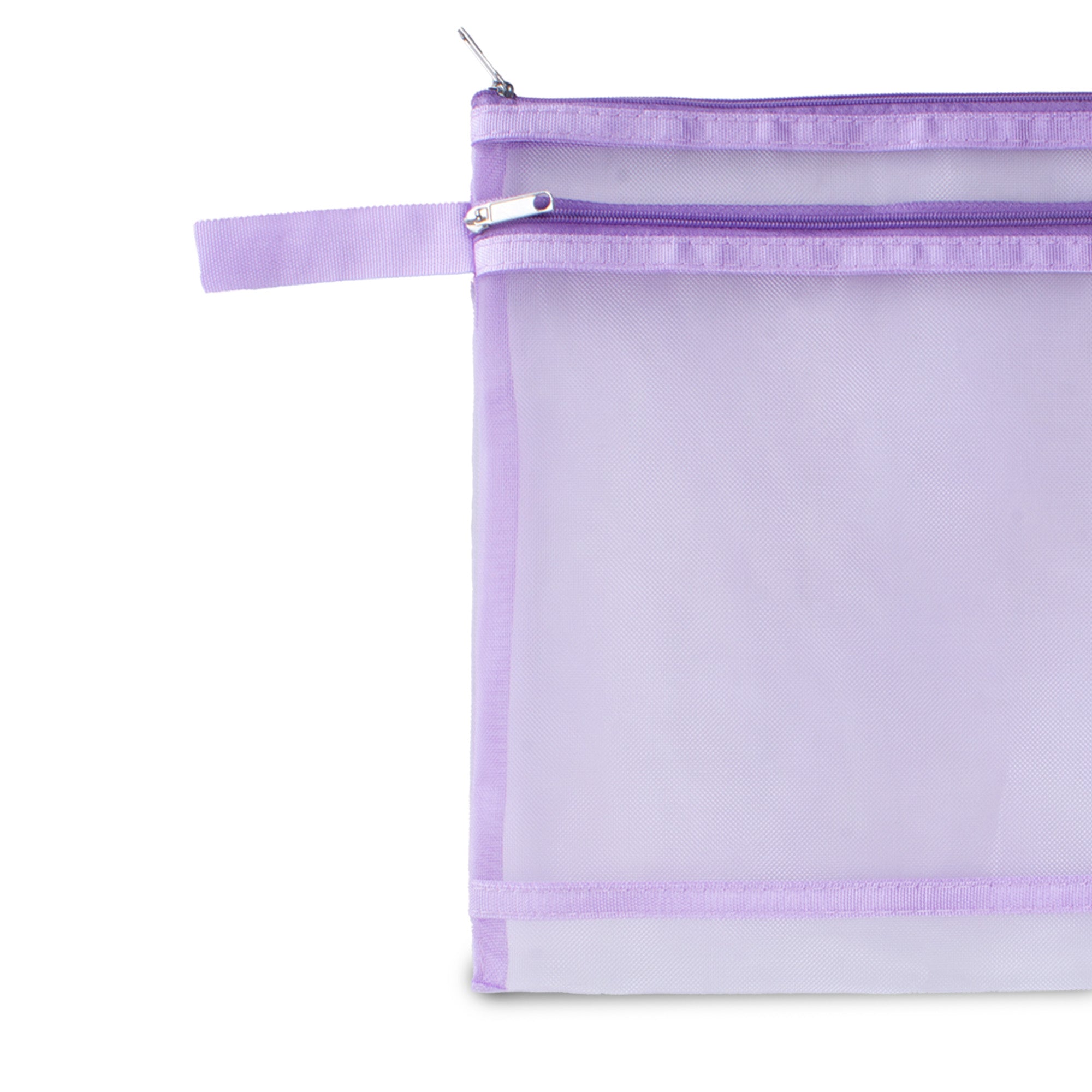 Mesh Pouch with Double Zip Purple A4 1pc