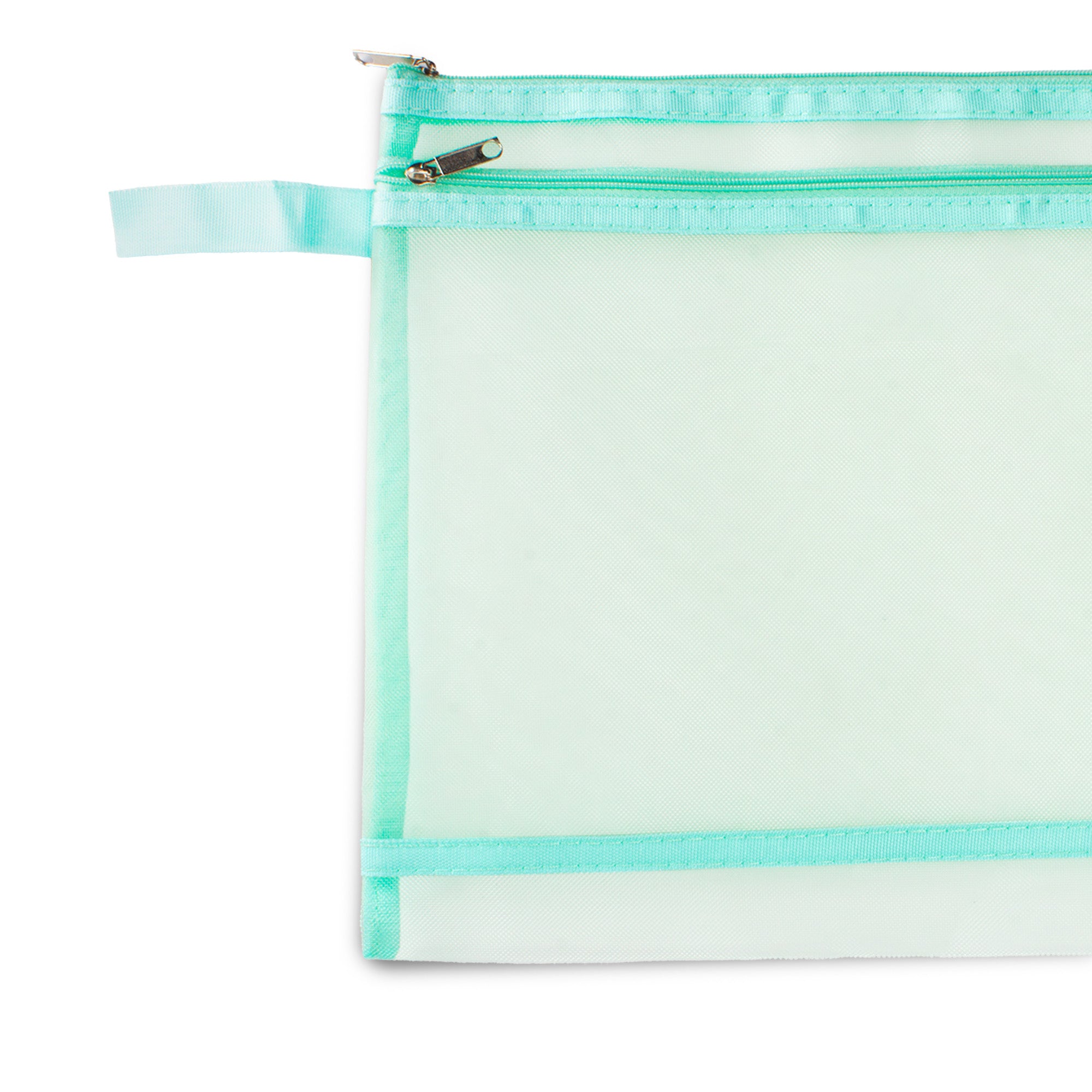 Mesh Pouch with Double Zip Teal A4 1pc