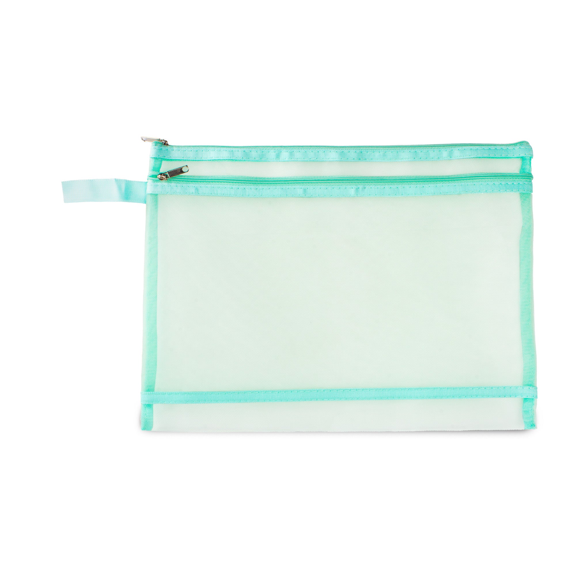 Mesh Pouch with Double Zip Teal A4 1pc