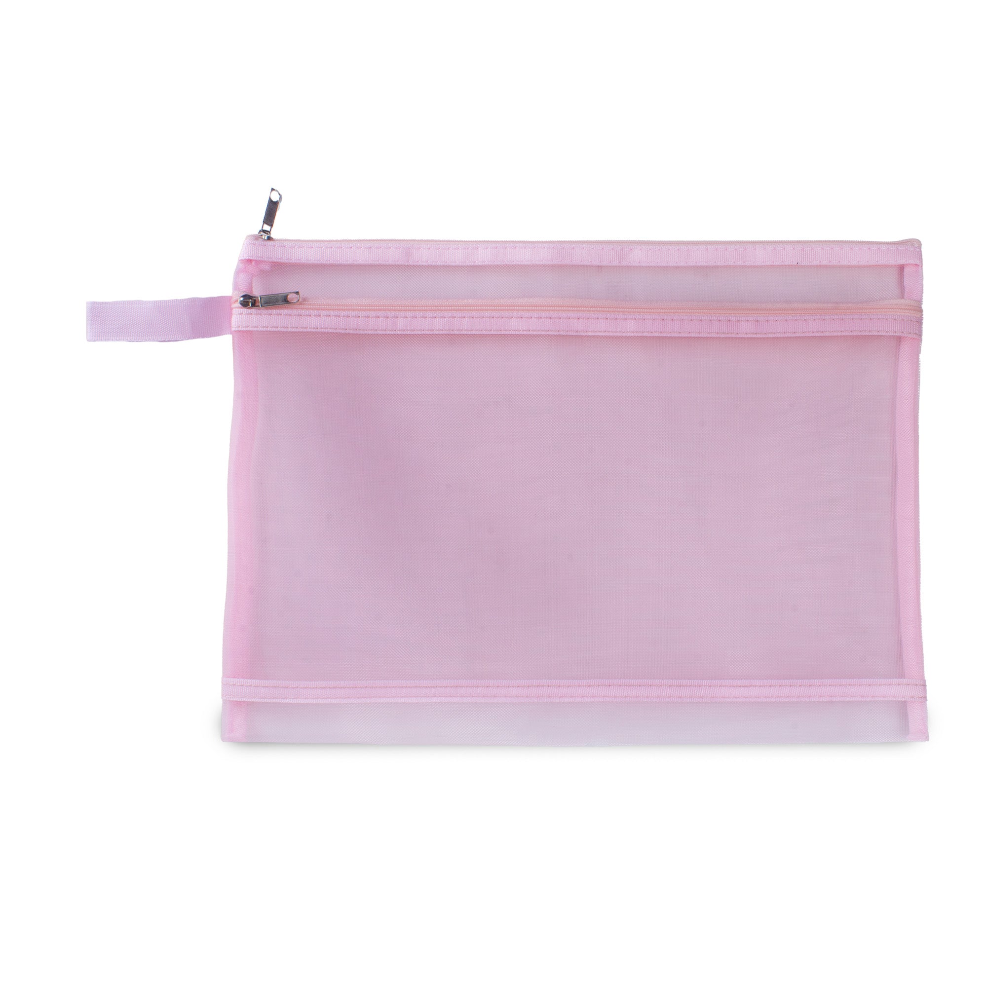 Mesh Pouch with Double Zip Pink A4 1pc