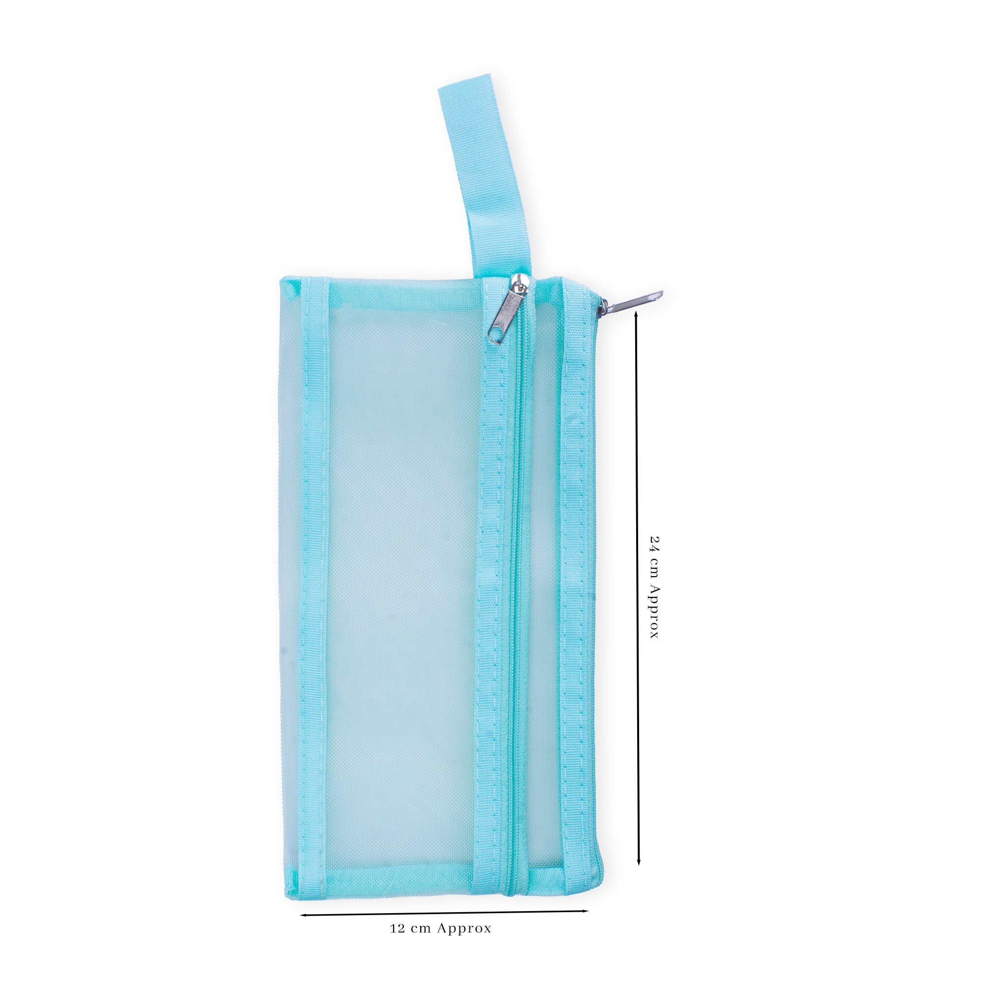 Mesh Pouch with Double Zip Blue A6 1pc