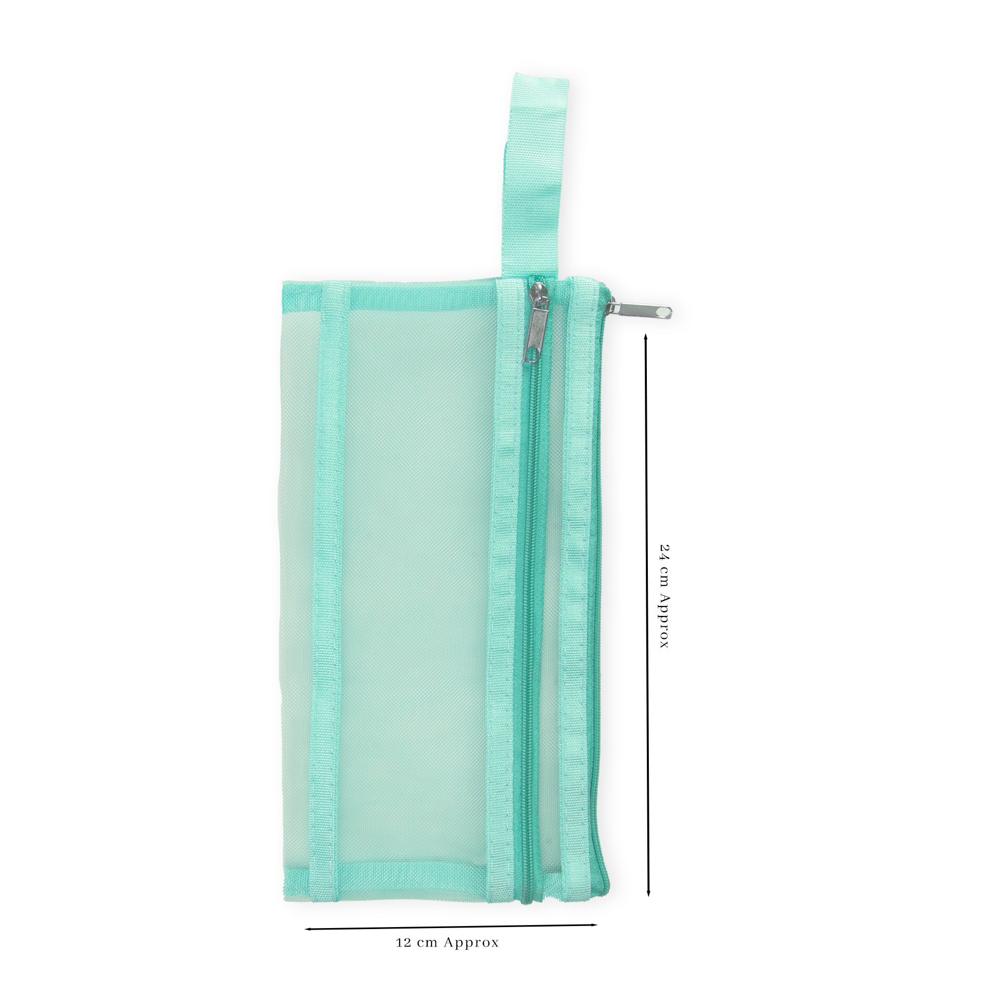 Mesh Pouch with Double Zip Teal A6 1pc