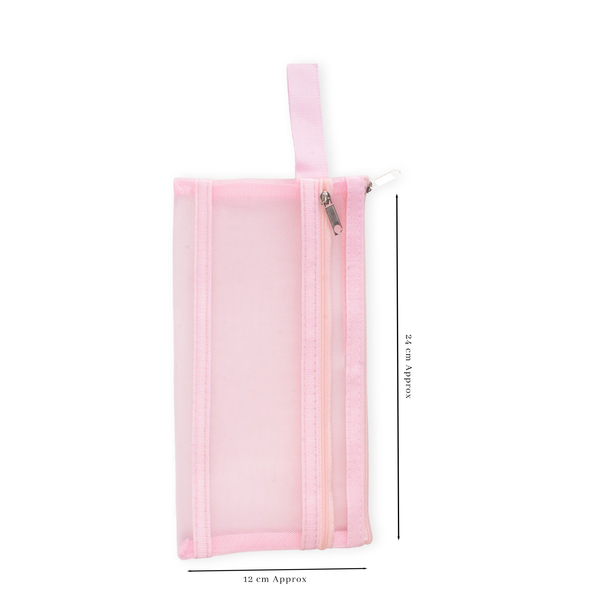 Mesh Pouch with Double Zip Pink A6 1pc