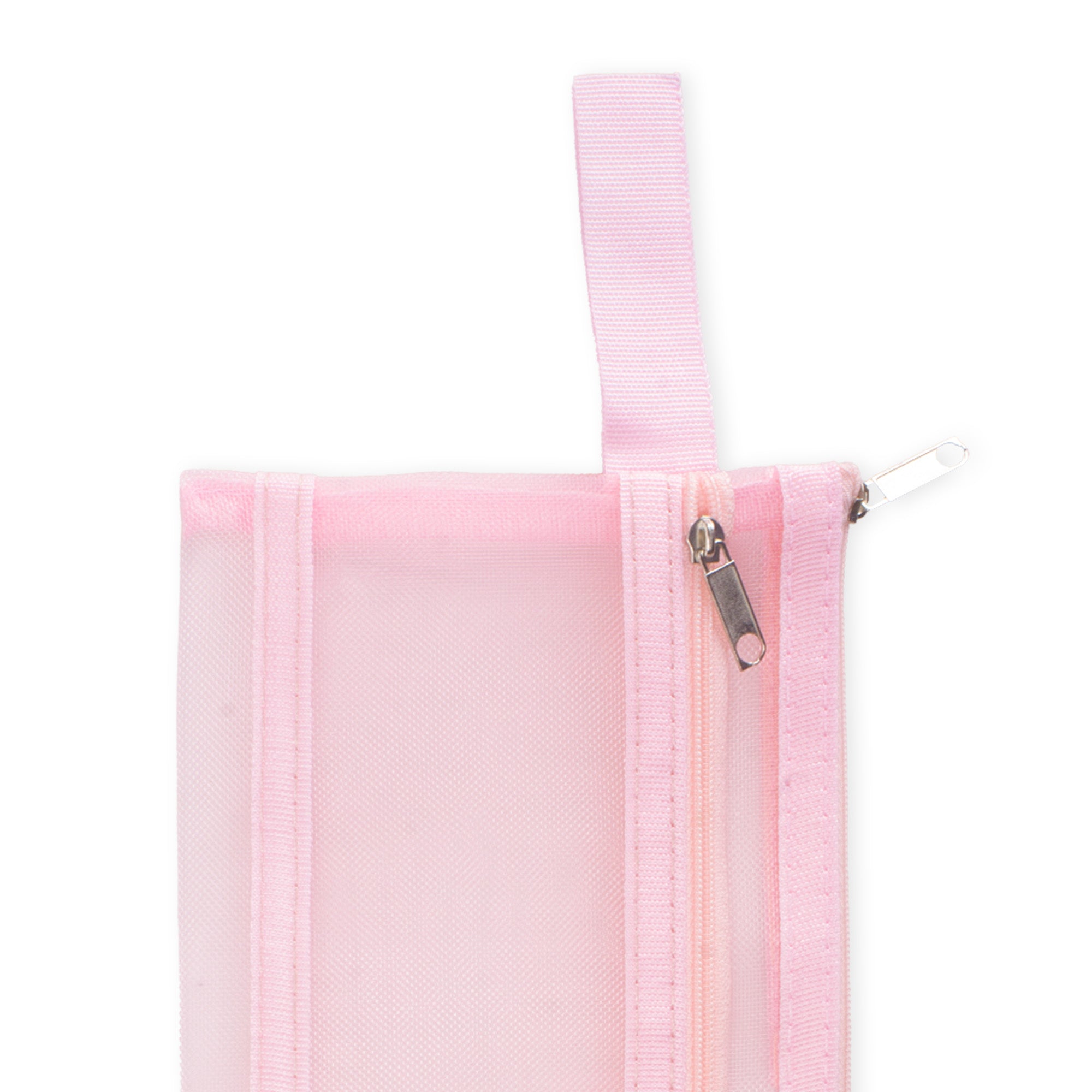 Mesh Pouch with Double Zip Pink A6 1pc