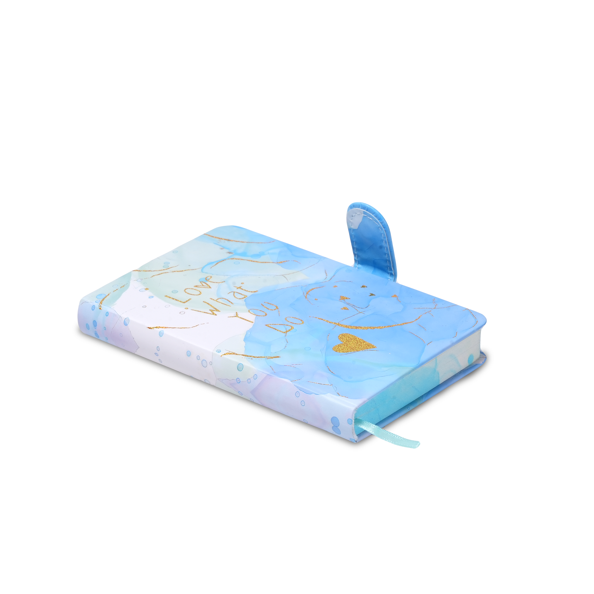 Hardbound Ruled Edge Printed Notebook With Magnetic Closure Love What You Do - Aqua Sky A6 224 Pages 1Book