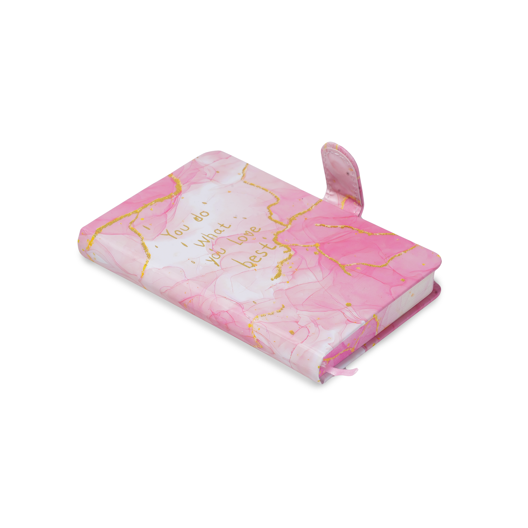 Hardbound Ruled Edge Printed Notebook With Magnetic Closure You Love Best - Blush Gold A6 224 Pages 1Book