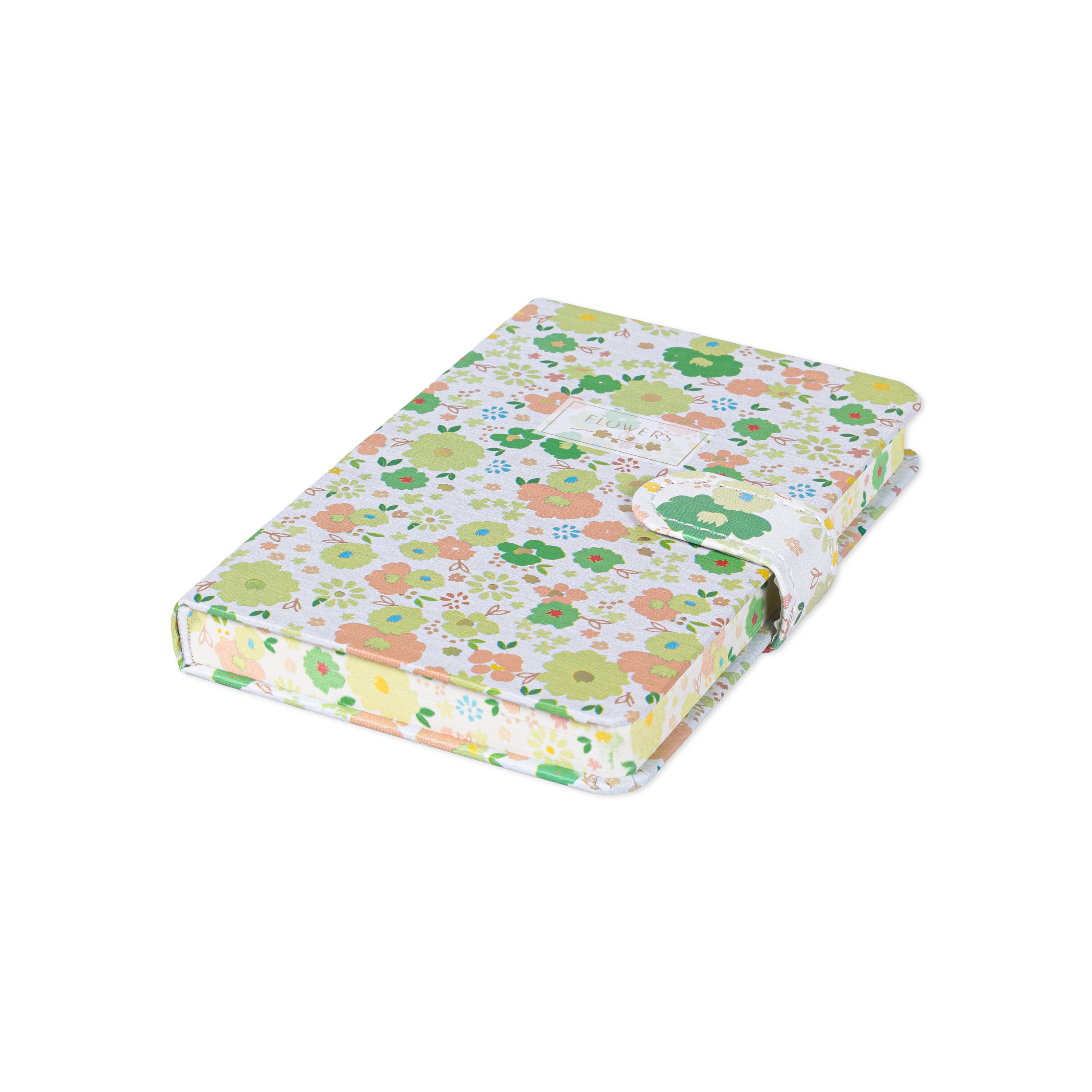 Hardbound Ruled Edge Printed Notebook With Magnetic Closure Floral Party Green A6 224 Pages 1Book