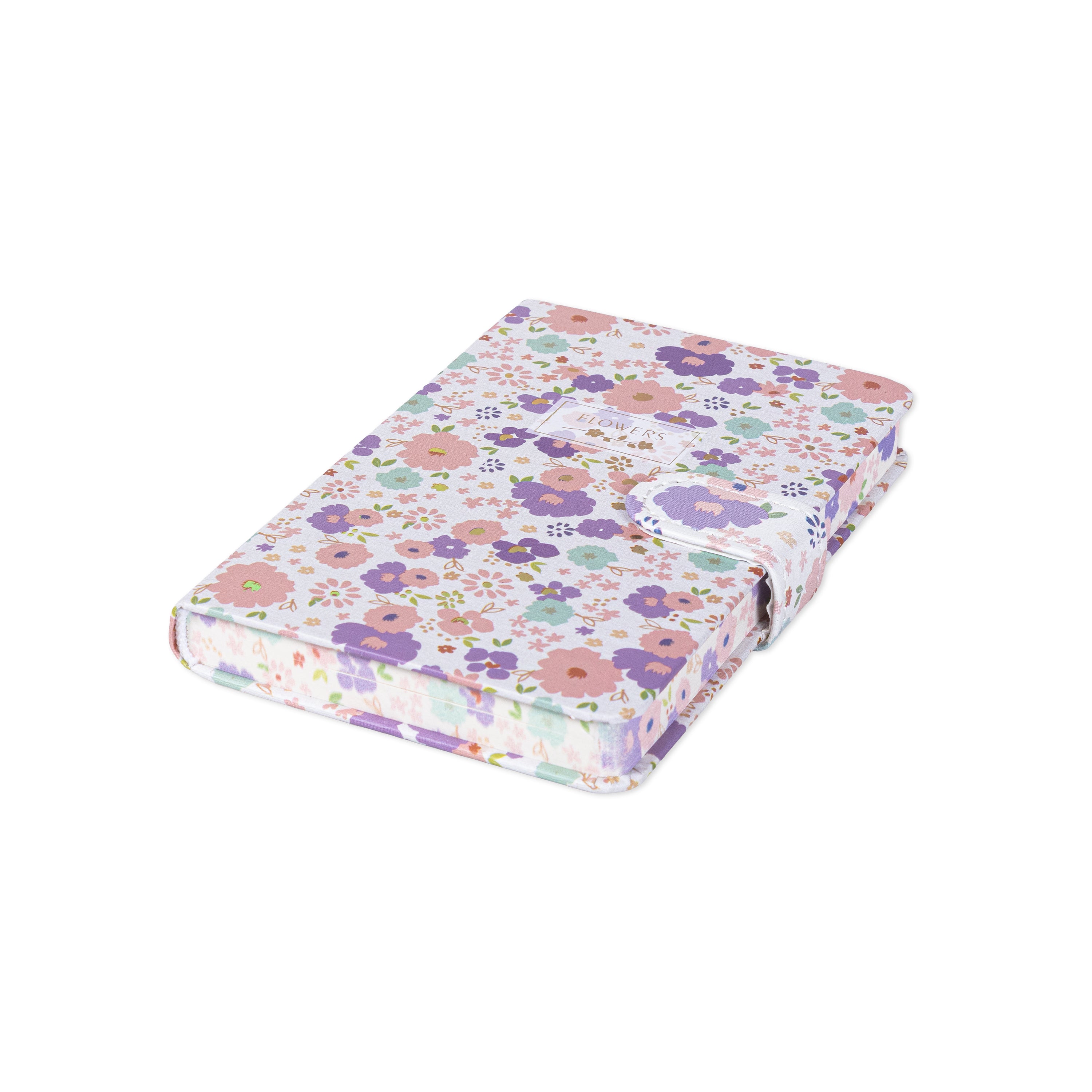 Hardbound Ruled Edge Printed Notebook With Magnetic Closure Floral Party Mauve Pink A6 224 Pages 1Book