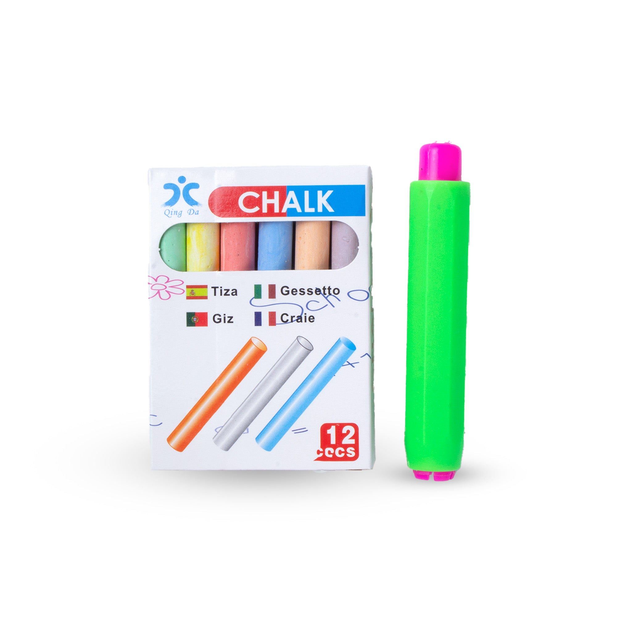 Chalk Set With Holder Coloured 12pc Box set