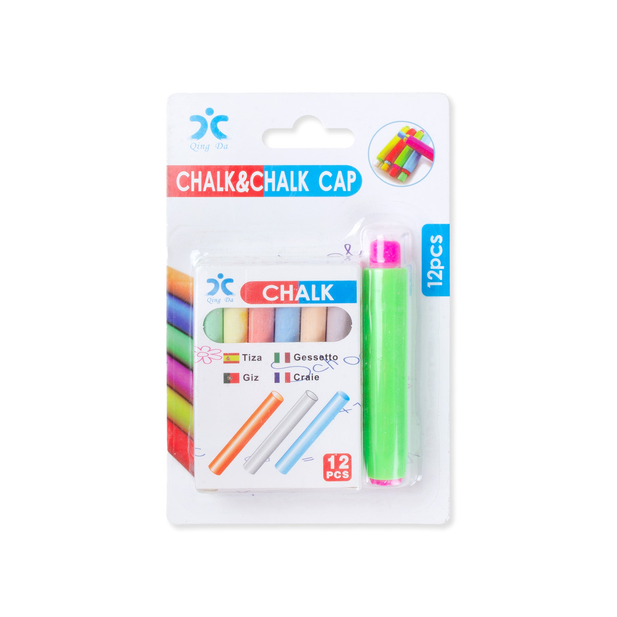 Chalk Set With Holder Coloured 12pc Box set