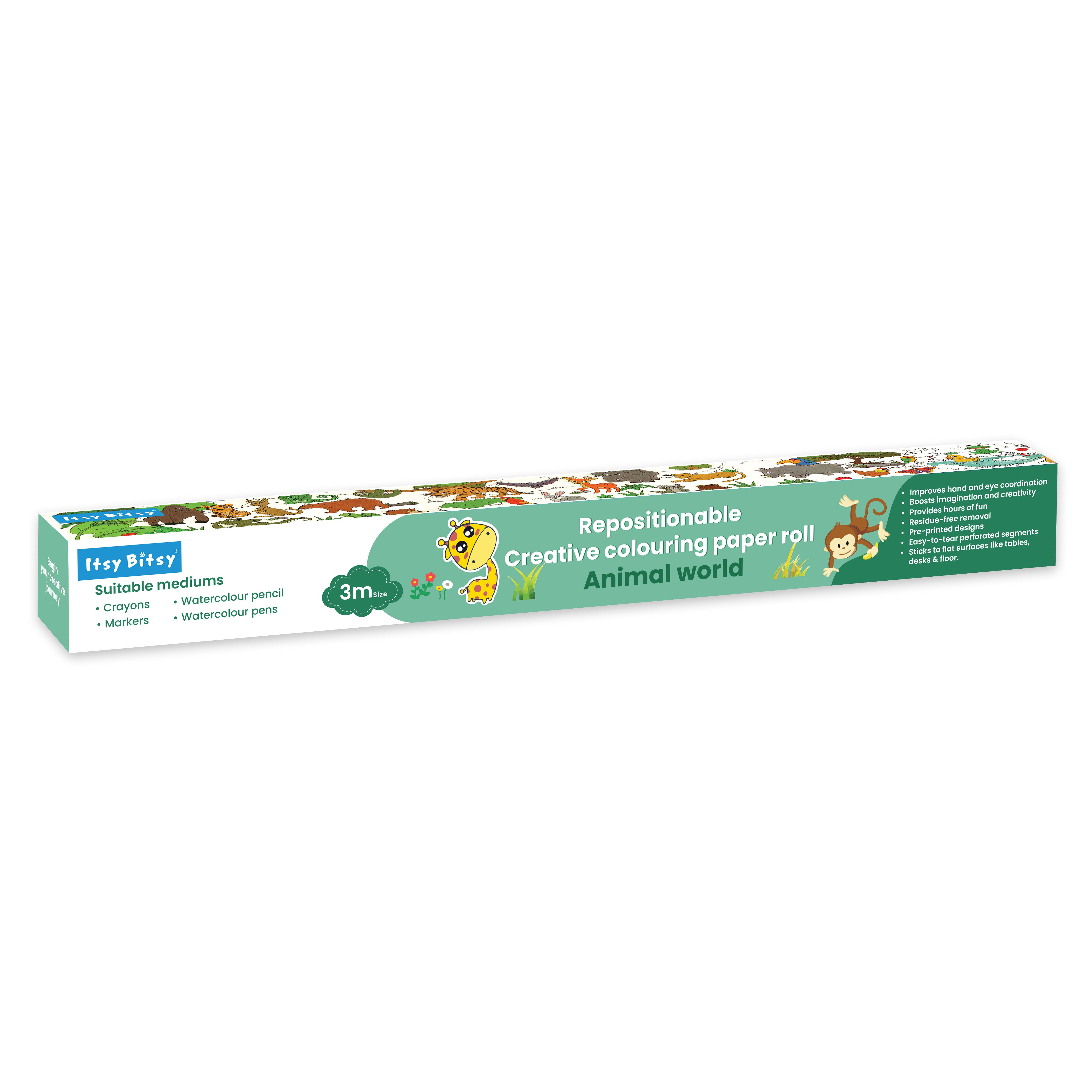 Repositionable Creative Colouring Paper Roll Animal 3mtr X W38cm 1 BOX