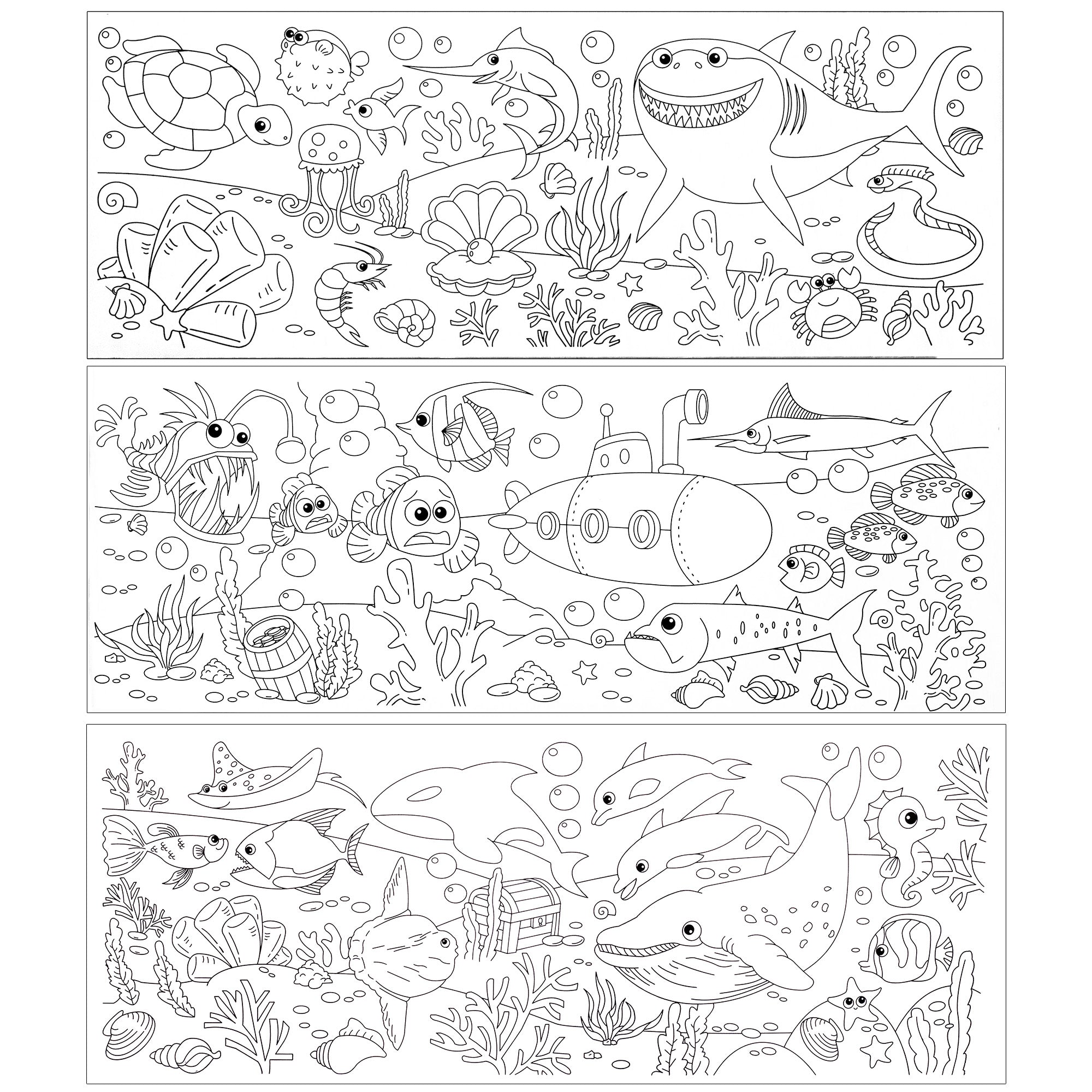 Repositionable Creative Colouring Paper Roll Underwater World 3mtr X W38cm 1 BOX
