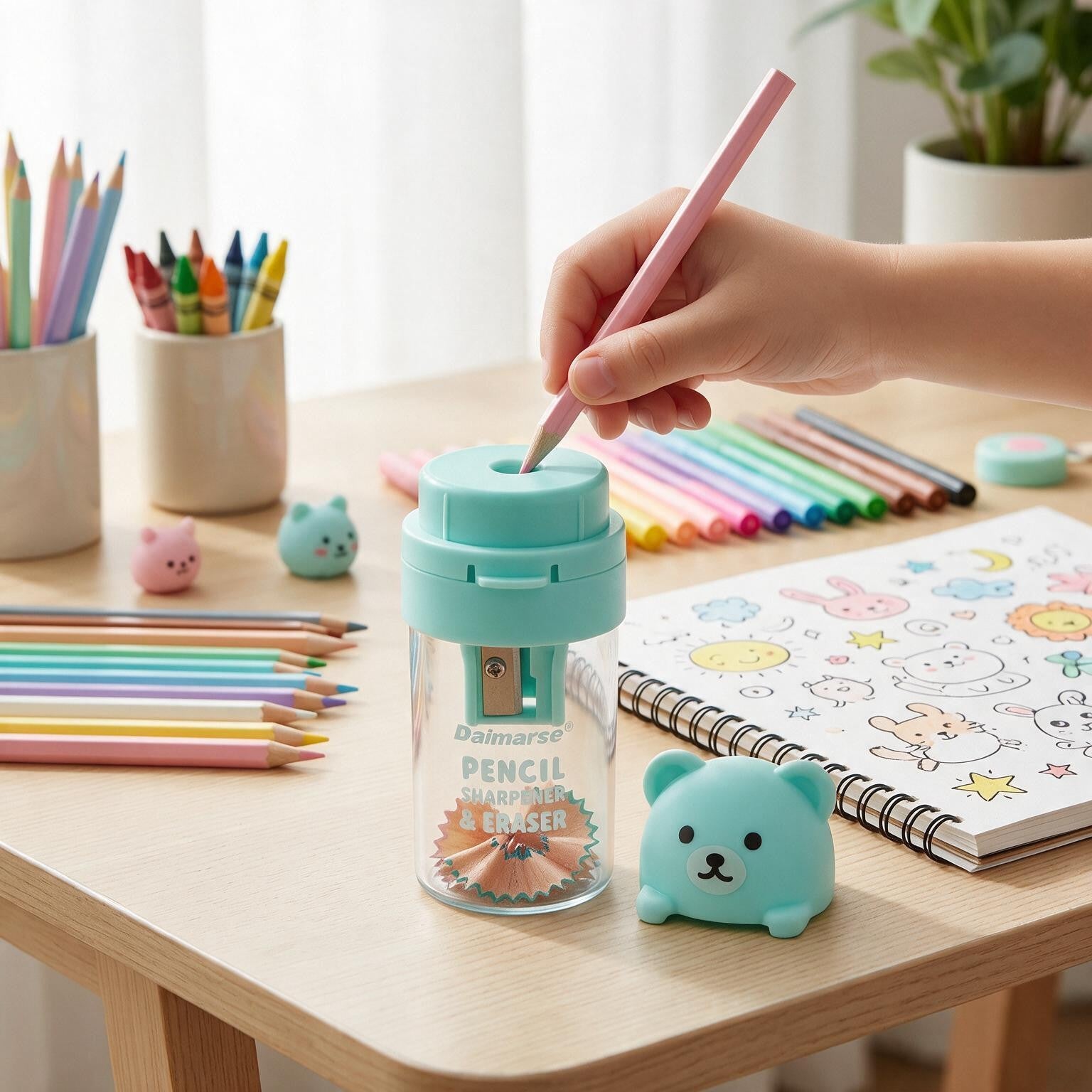 2-in1 Pencil Sharpener & Eraser Bear 1 pc