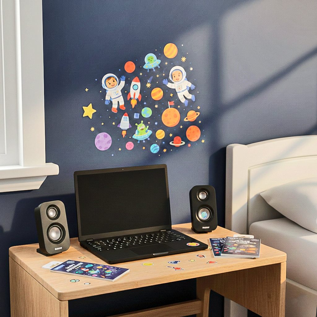 Sticker Book Space Adventures Approx 14 X 7.2cm 12 Sheet