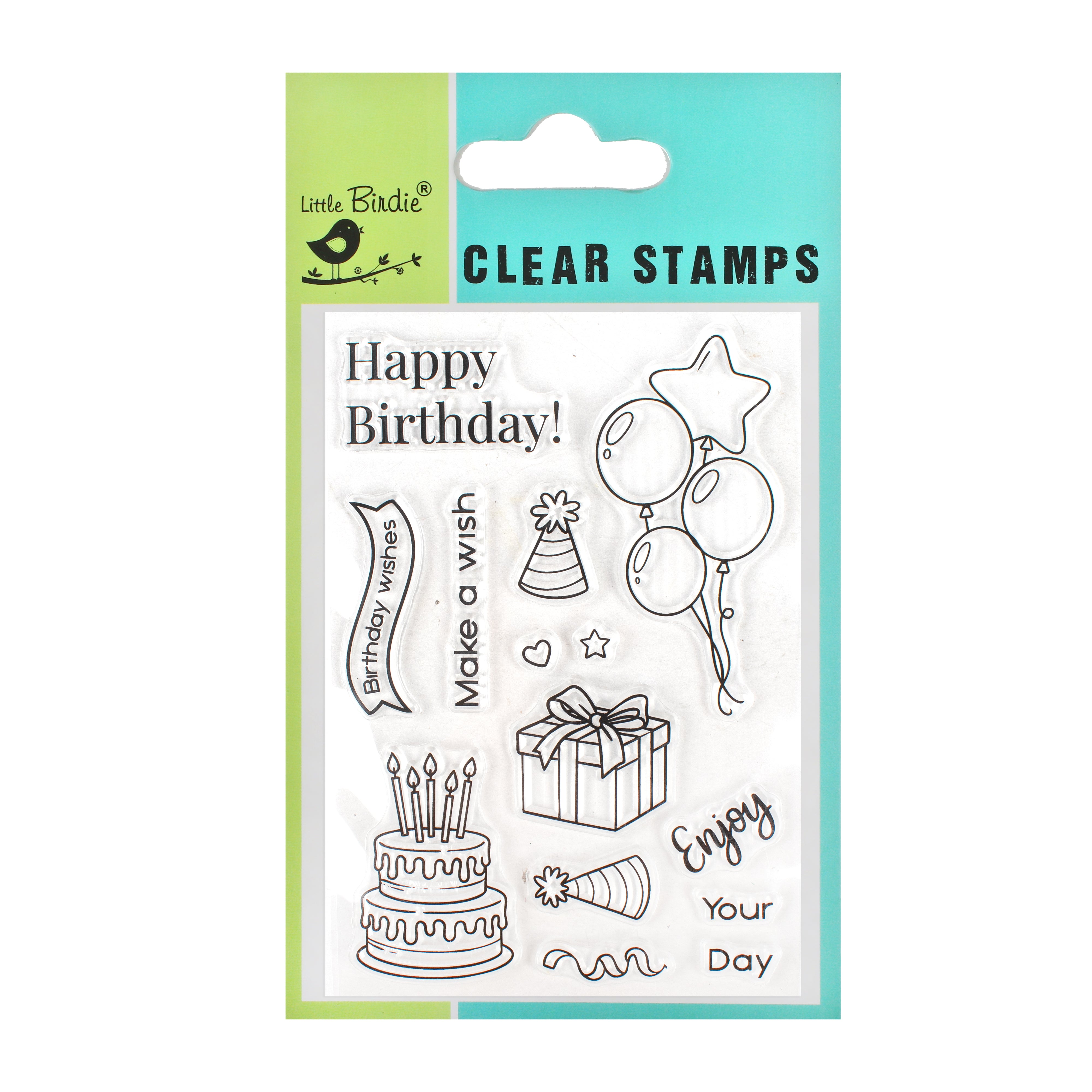 Clear Stamps Birthday Wish 4.3 X 6.2inch 14pc