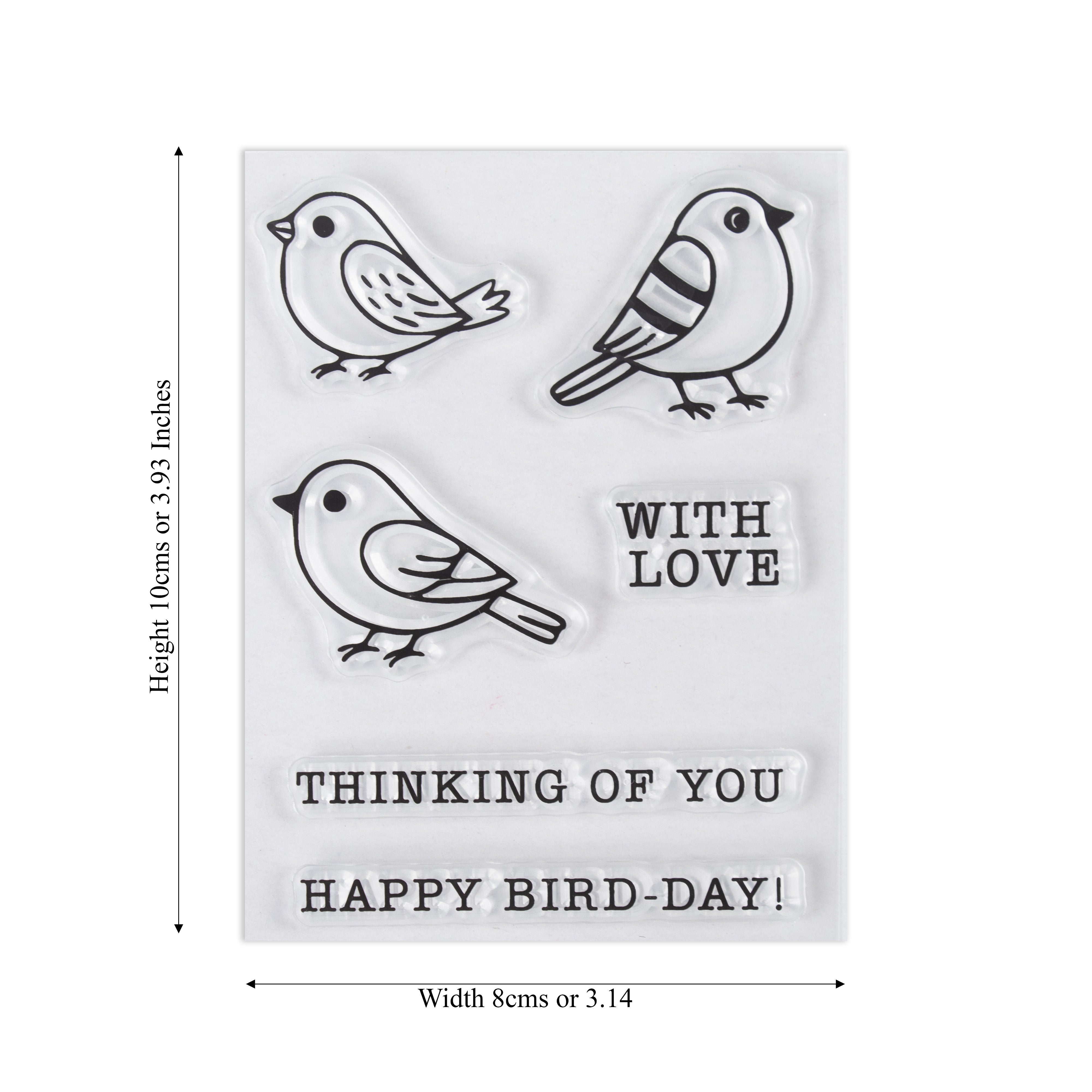Clear Stamps Bird-day Wishes 3 X 4inch 6pc