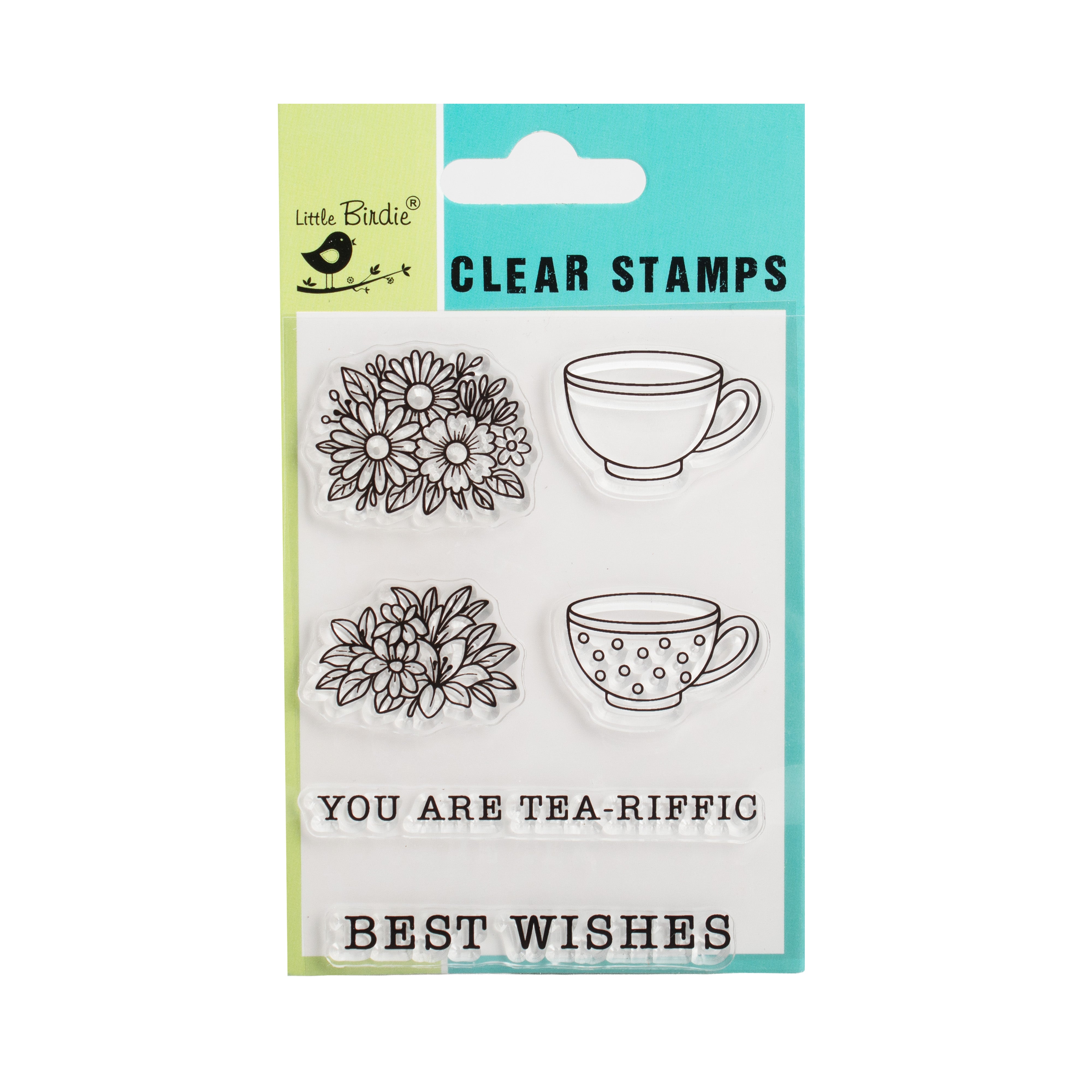 Clear Stamps Tea-riffic Wishes 3 X 4inch 6pc
