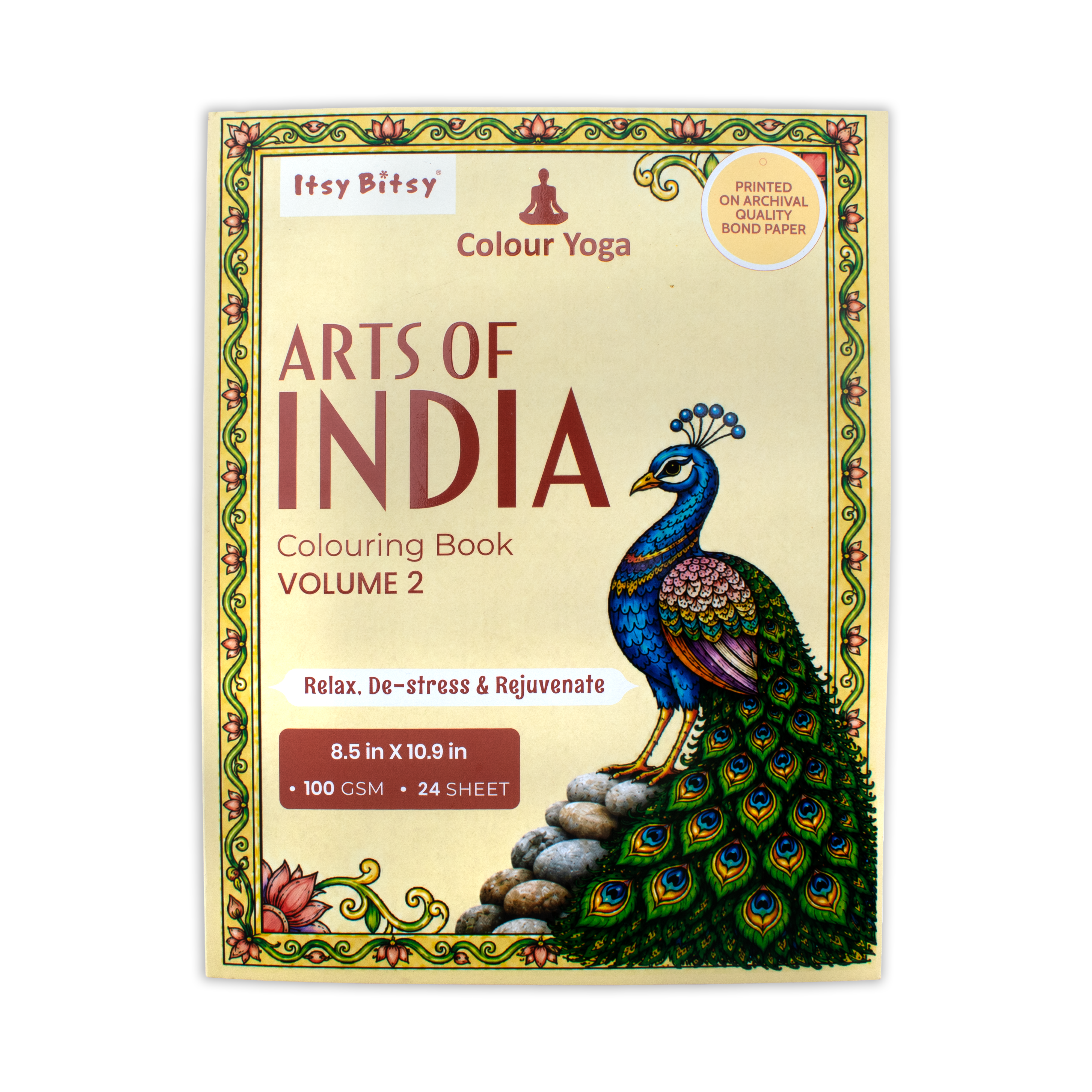 Arts of India Colouring Book Volume 2 with Spot UV Printing 8.5 X 10.9in 24sheets 100gsm 1Book