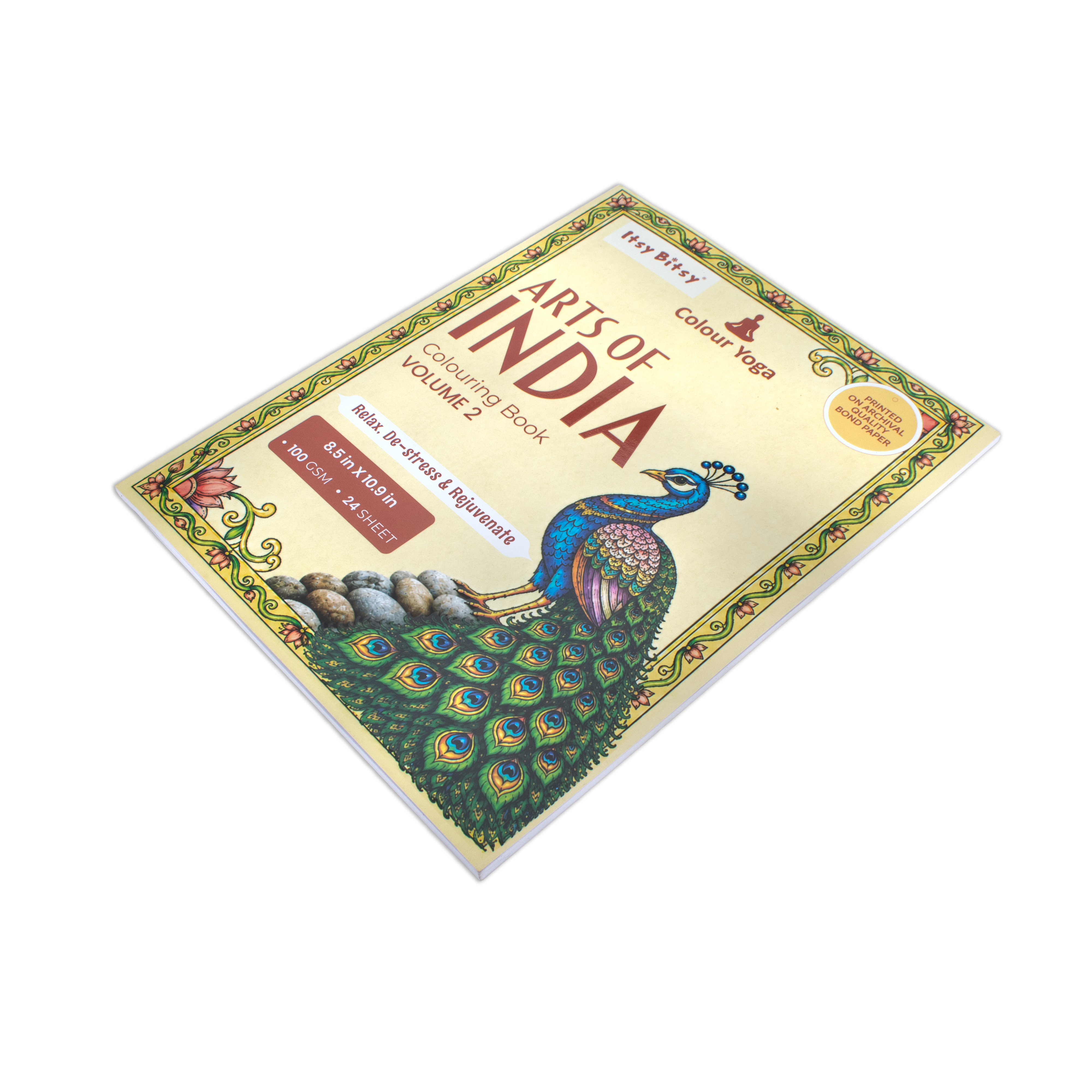 Arts of India Colouring Book Volume 2 with Spot UV Printing 8.5 X 10.9in 24sheets 100gsm 1Book