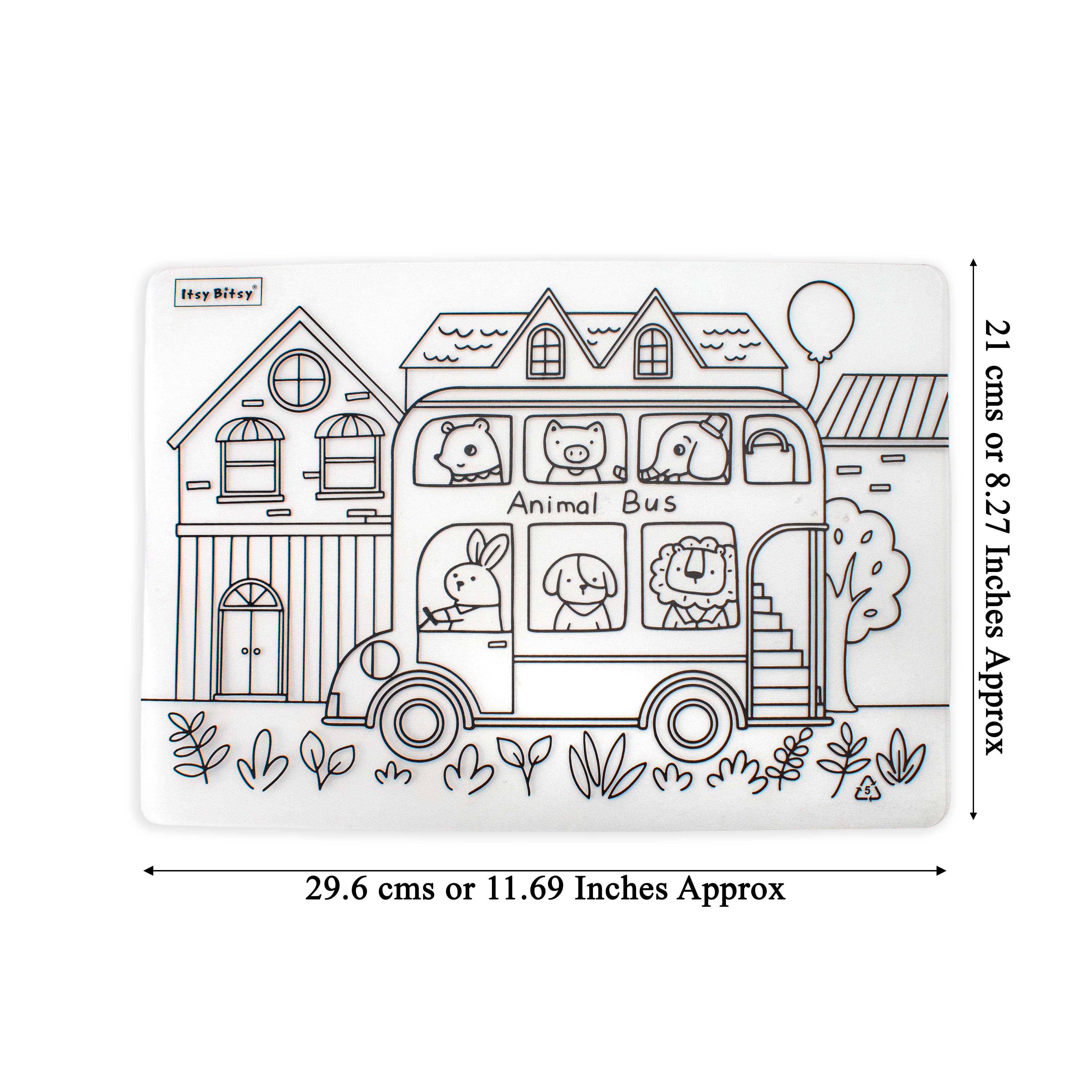 Colouring Place Mat Animal Bus A4 1 Sheet