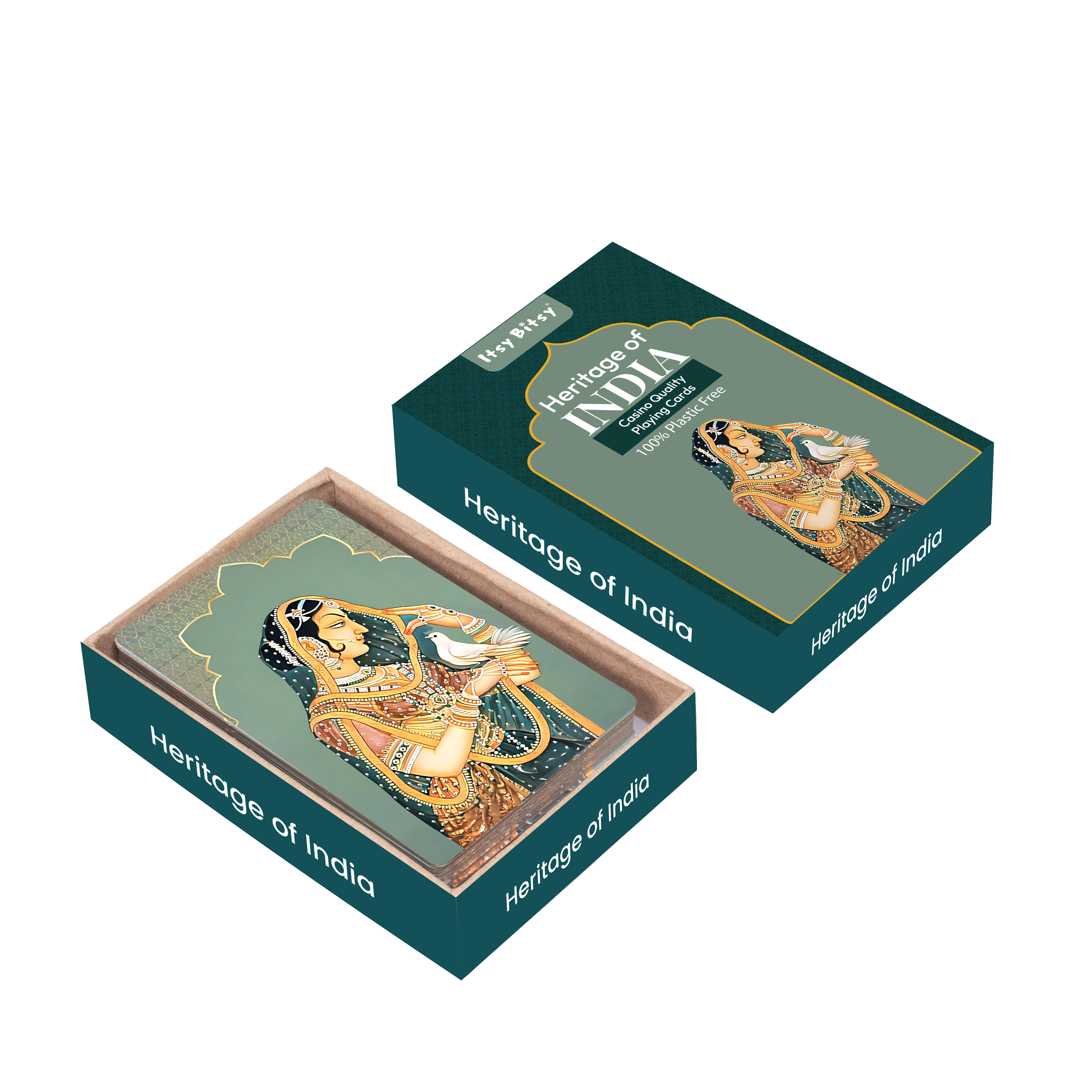Heritage of India Playing Cards Timeless Artistry Pack of 3 in Pine MDF Box with Latch 1Box