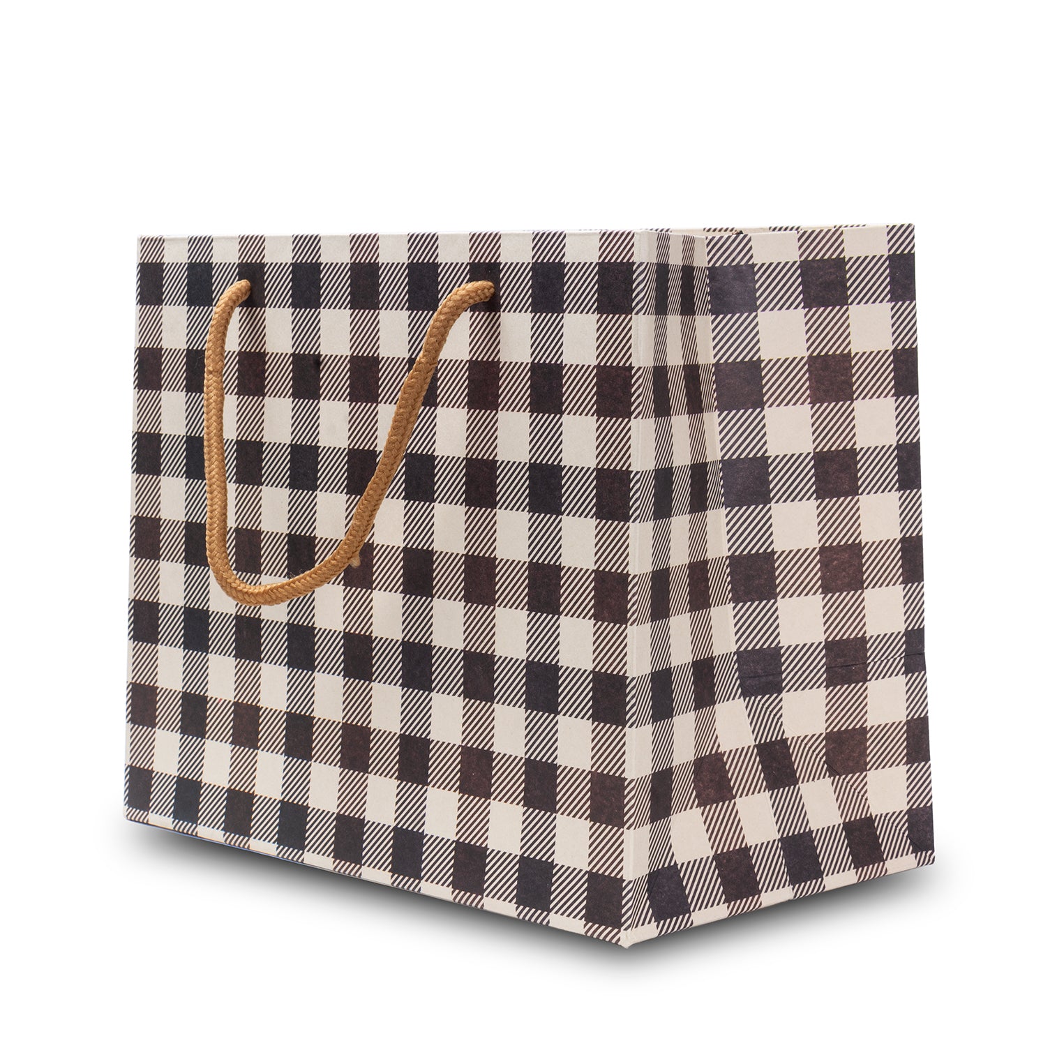 Paper Gift Bag Gingham Brown 10x8inch 1pc