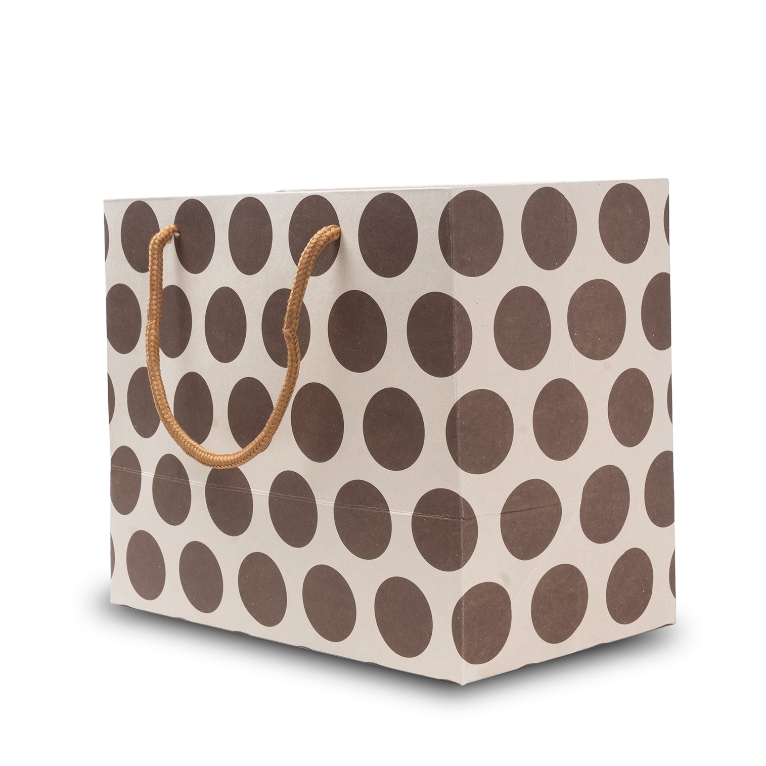 Paper Gift Bag Polka Dot Brown 10x8inch 1pc