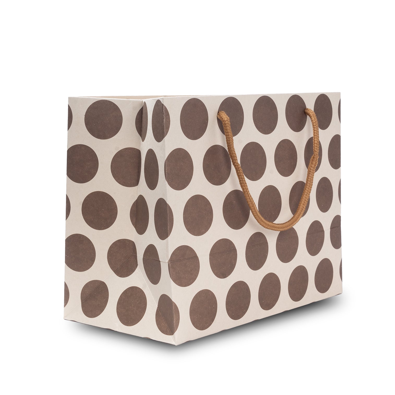 Paper Gift Bag Polka Dot Brown 10x8inch 1pc