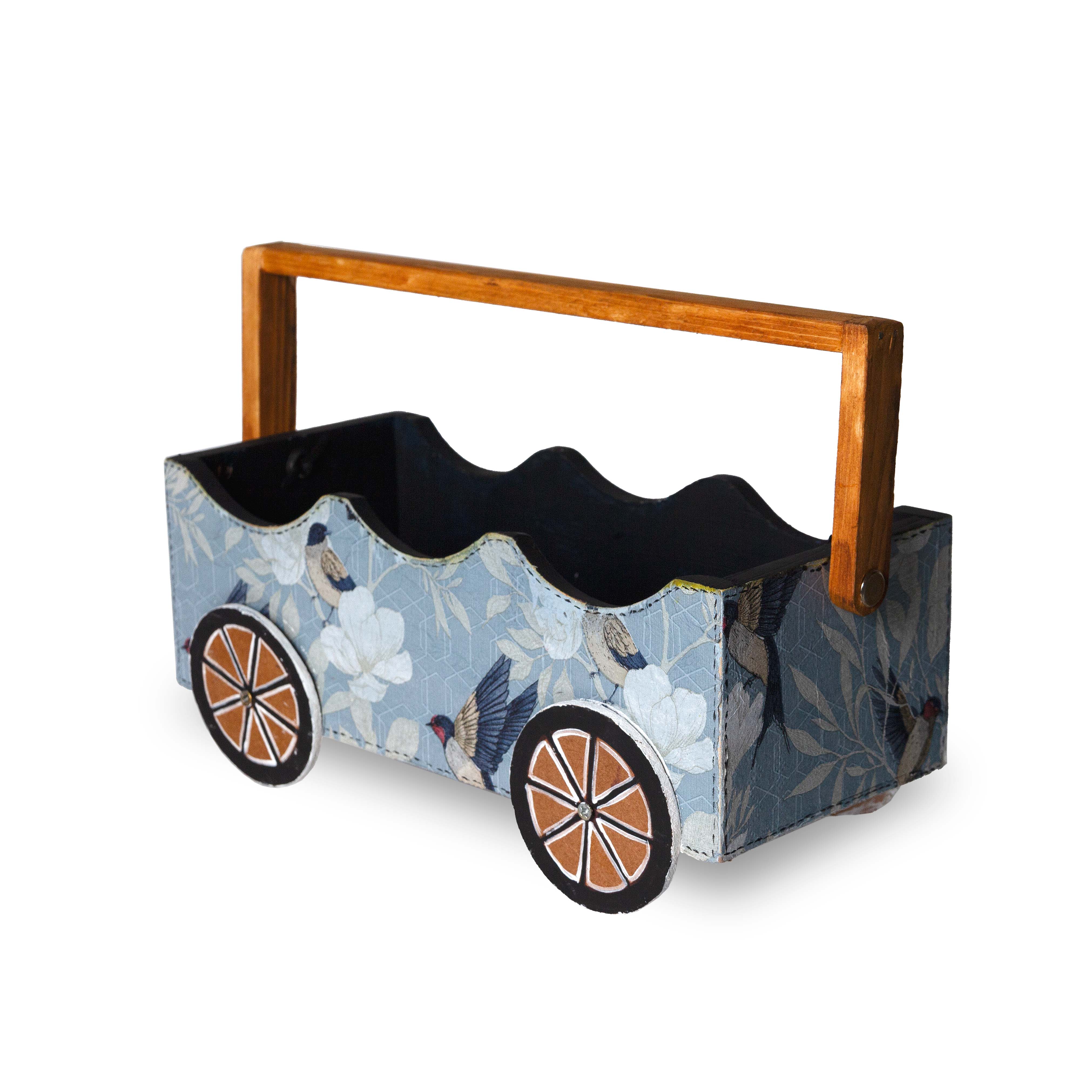 Wooden Storage Cart With Moveable Wheels 4 X 9 X 3Inch 1Pc