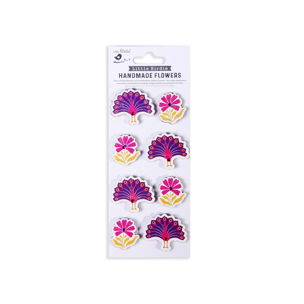 Handmade Glitter Stickers Peacock Blossom 1pc