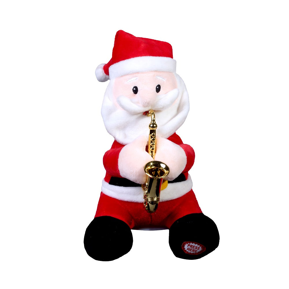 Christmas Siting Santa Playing Saxophone 22Cm 1Pc
