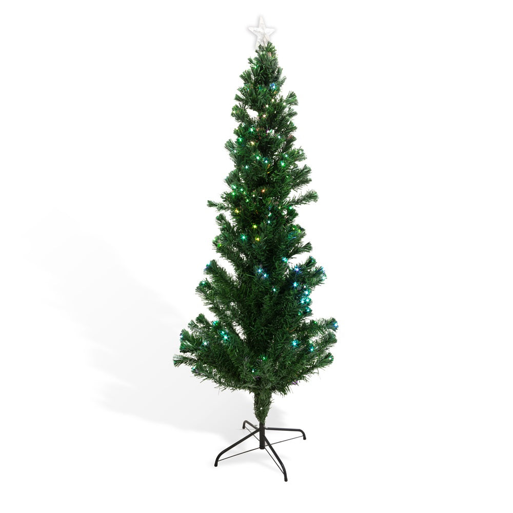 6 Feet - Christmas Fer Tree With Light & Star On Top 180Cm 1Pc + (Ornaments Combo)