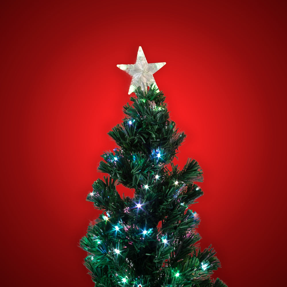 6 Feet - Christmas Fer Tree With Light & Star On Top 180Cm 1Pc + (Ornaments Combo)