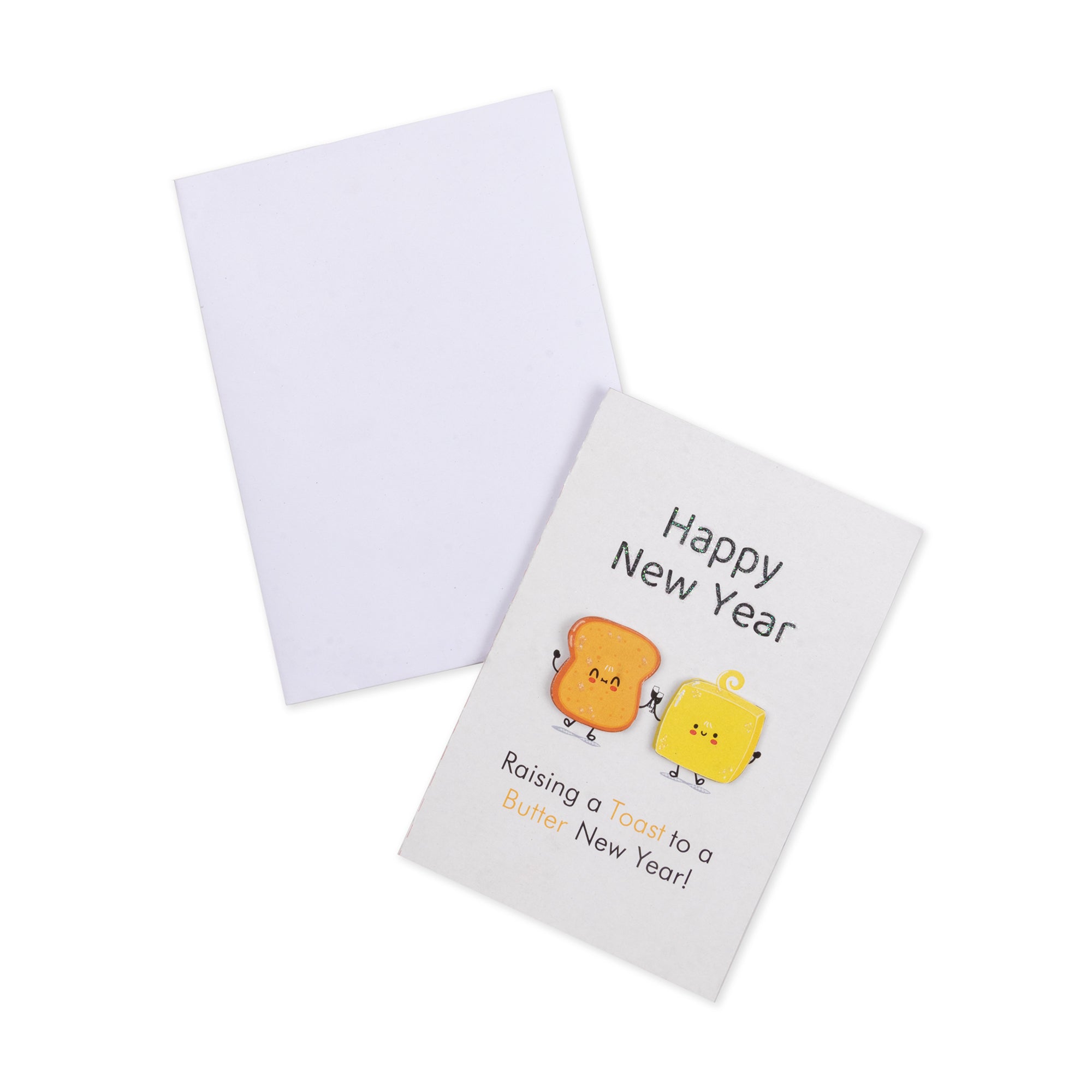 Greeting Card & Envelope Raising a Toast to a Butter New Year! 4 X 6inch