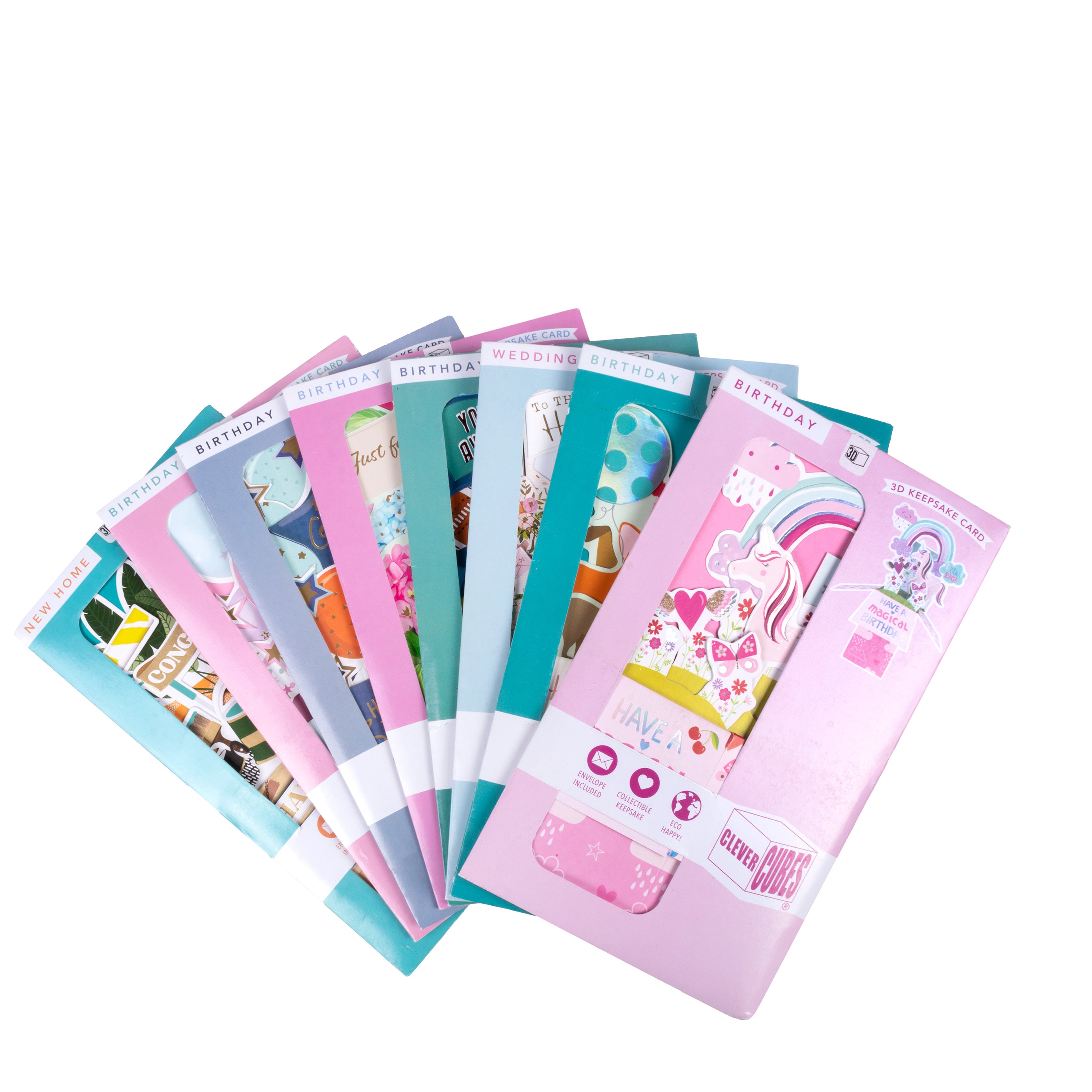 3D Pop Up Greeting Card & Envelope Pink Balloons 2pc