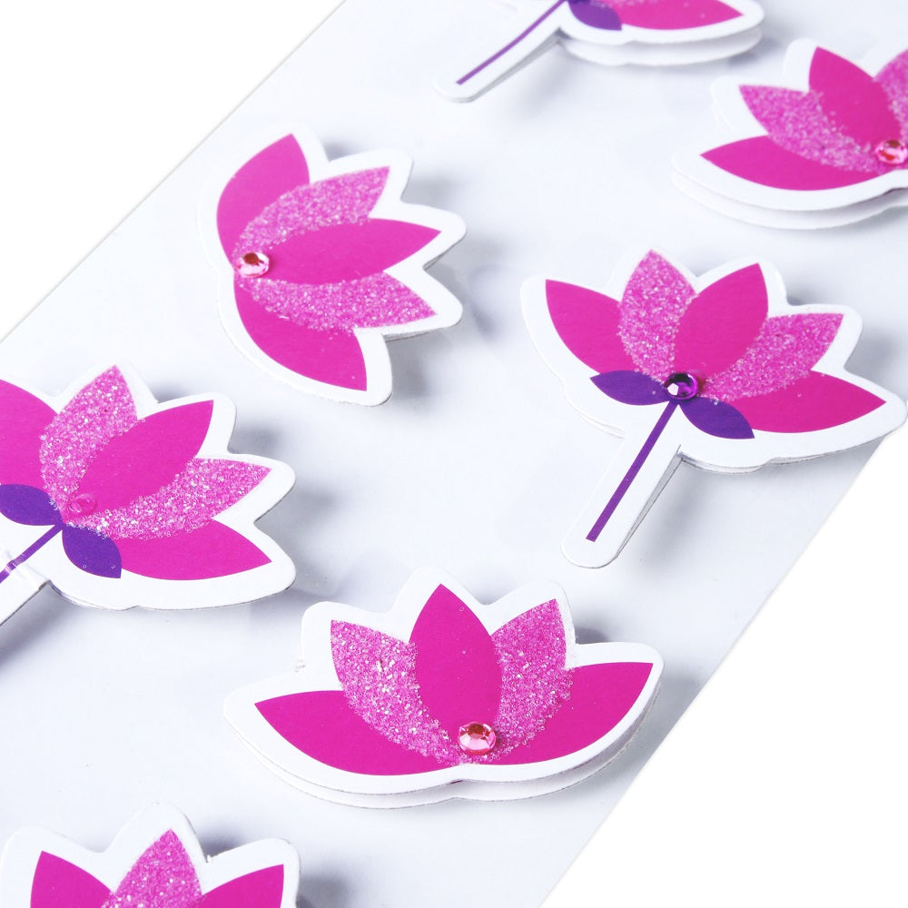 Handmade Glitter Stickers Lotus Sparkle 1PC