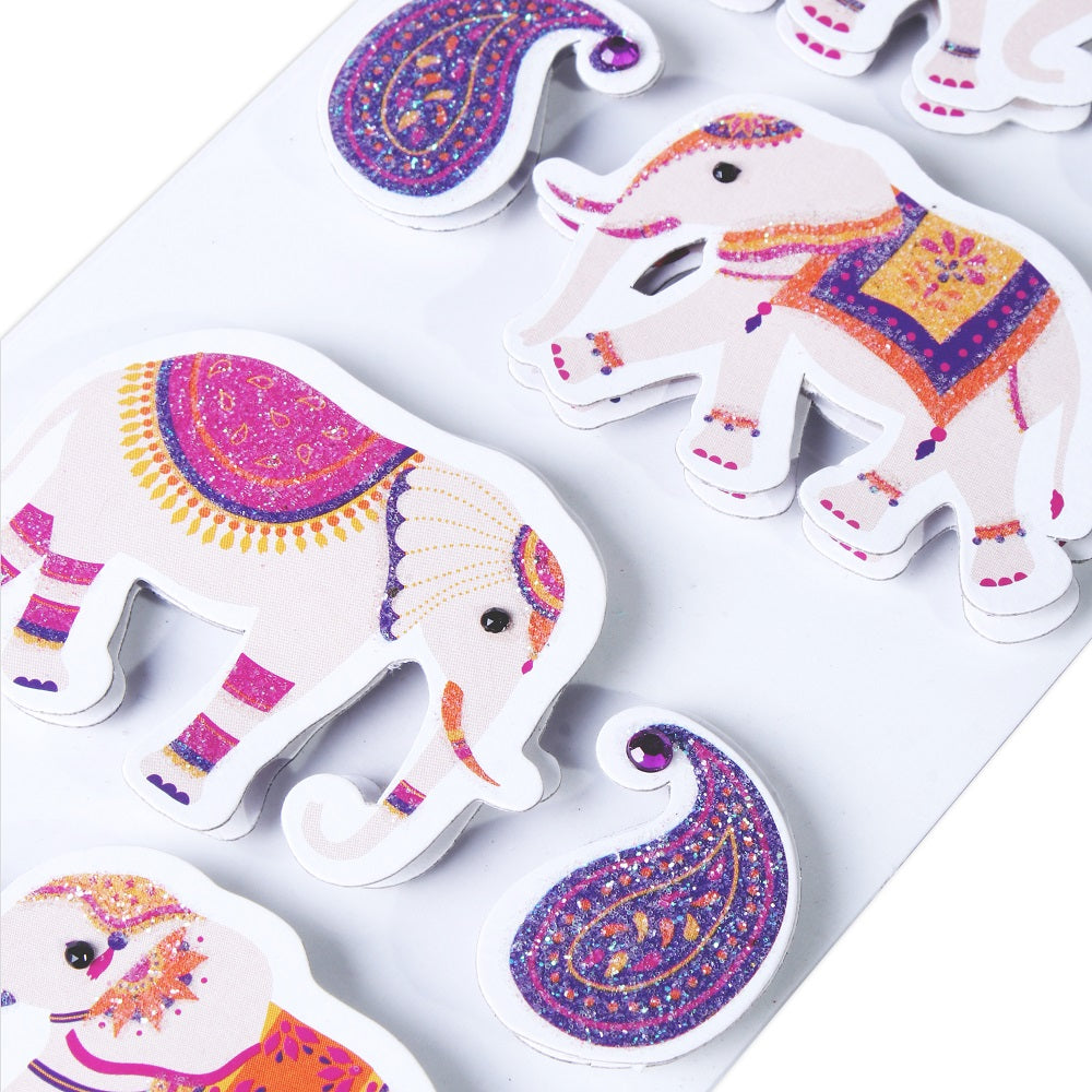 Handmade Glitter Stickers Paisley Elephant 1pc