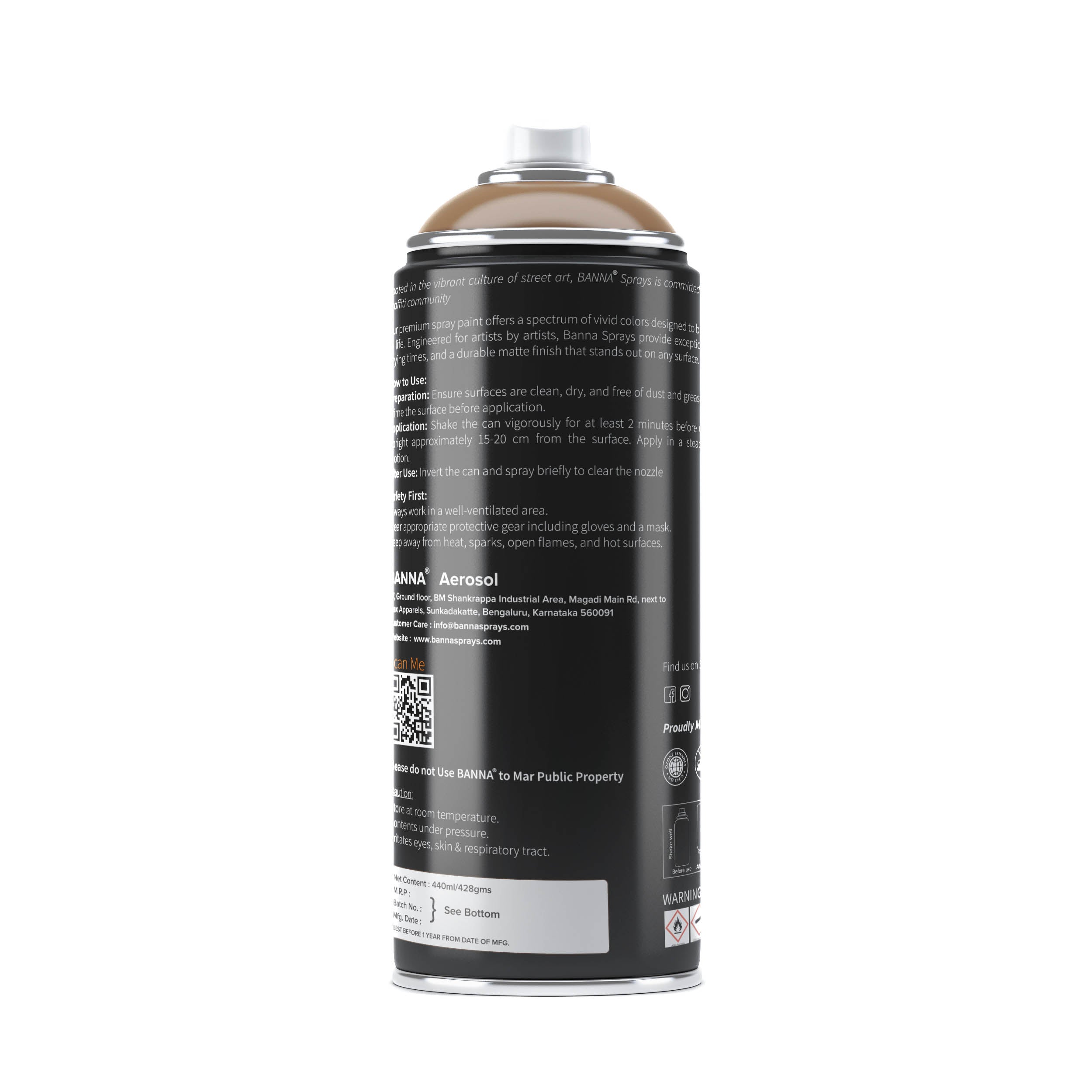 Graffiti Spray Paint Khaki 400ml Bottle