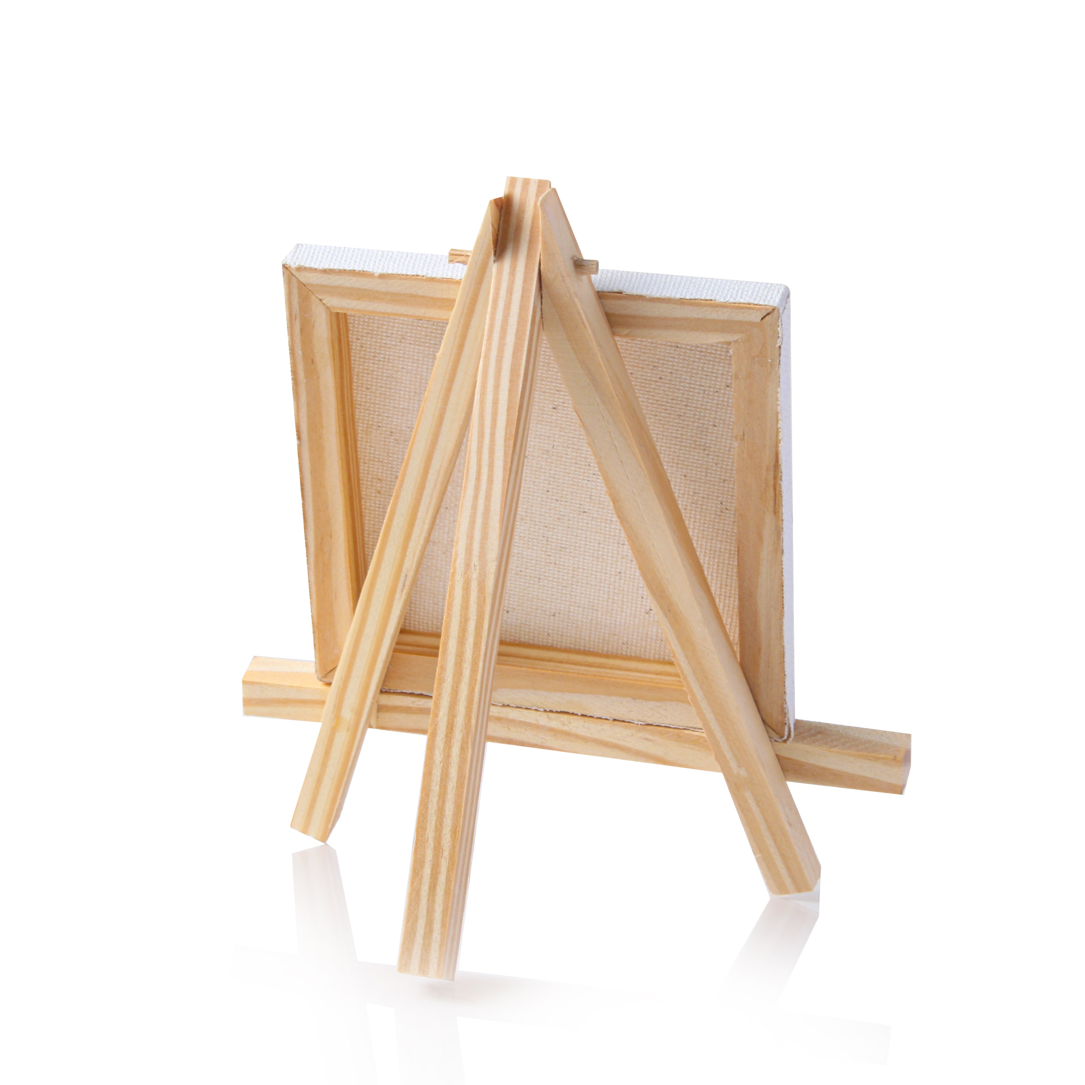Wooden Mini Easel With Canvas Easel Size 20cm Canvas Size 15 X 15cm Set of 5pc
