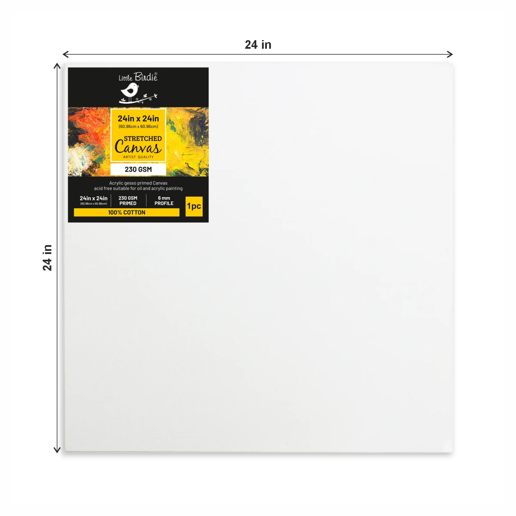 Stretched Canvas Frame 16X30Mm 230Gsm 24 X 24Inch 1Pc