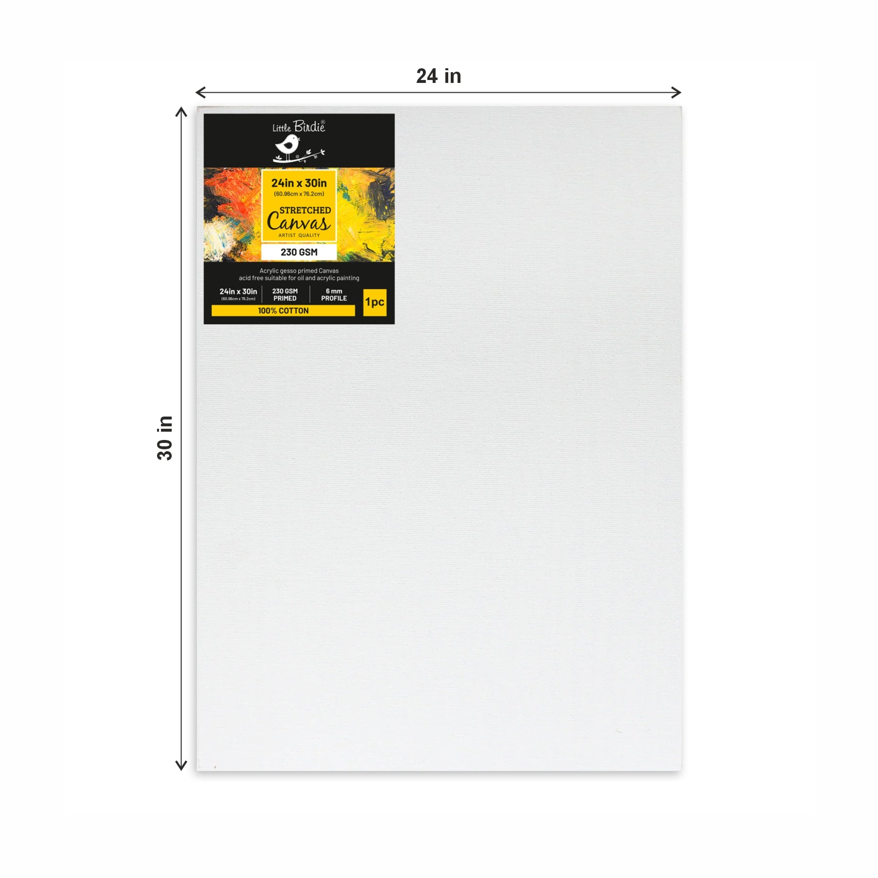 Stretched Canvas Frame 16X30Mm 230Gsm 24X30Inch 1Pc (Pack of 3)