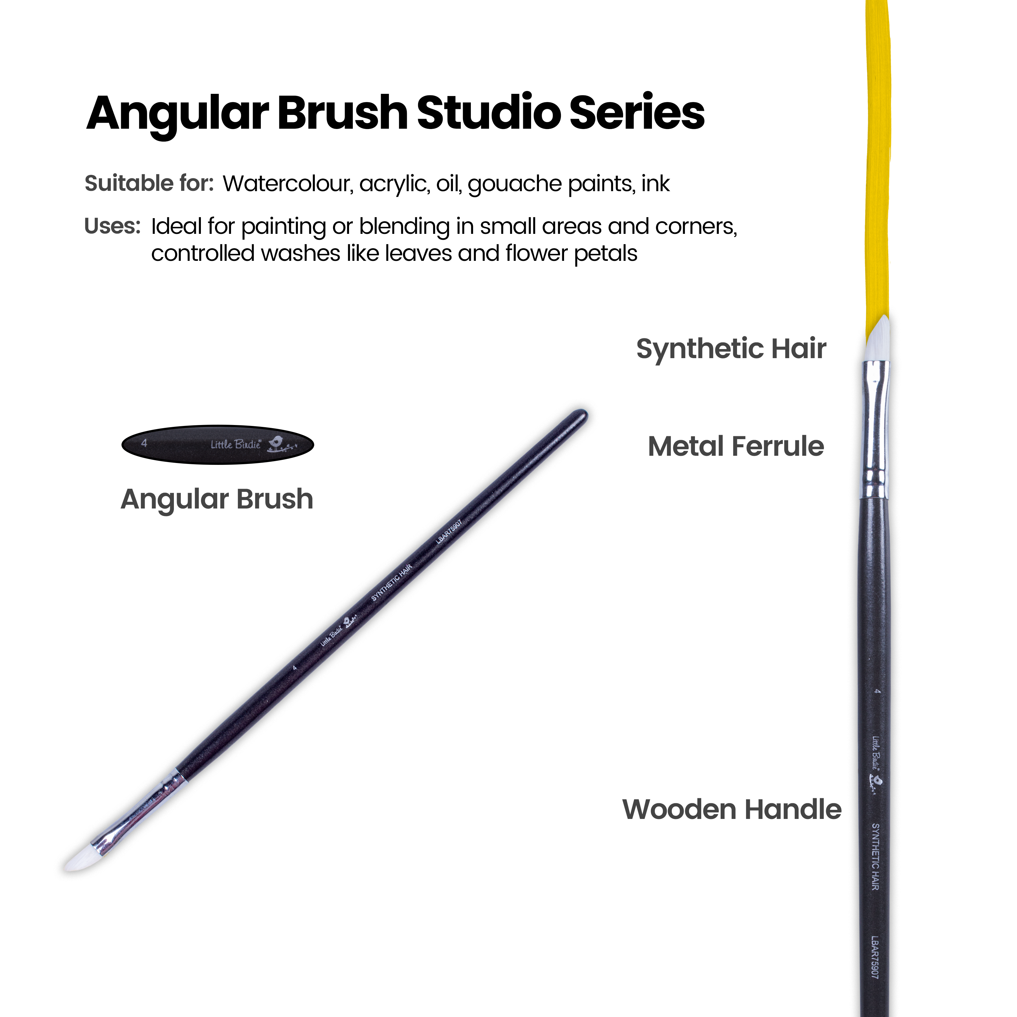 Premium Dagger Brush Synthetic Hair Handle Length 200mm Size 4 1 pc